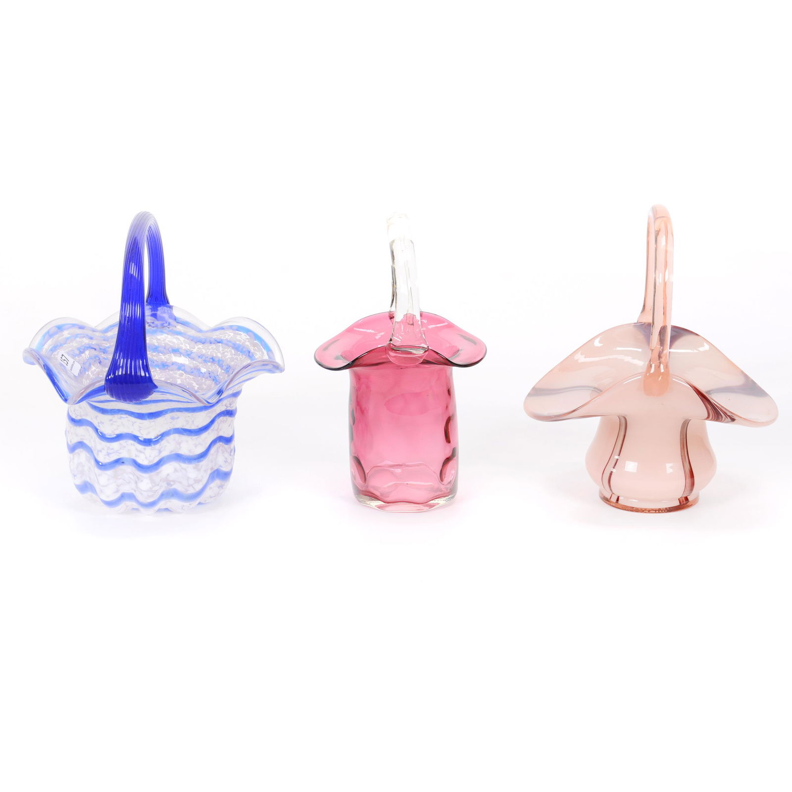 (3) Modern Art Glass Baskets (1 of 3)