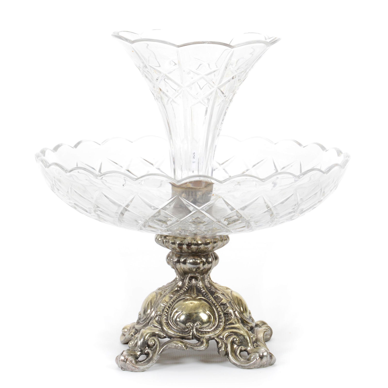 Epergne, Clear Pattern Glass Bowl & Lily (1 of 3)