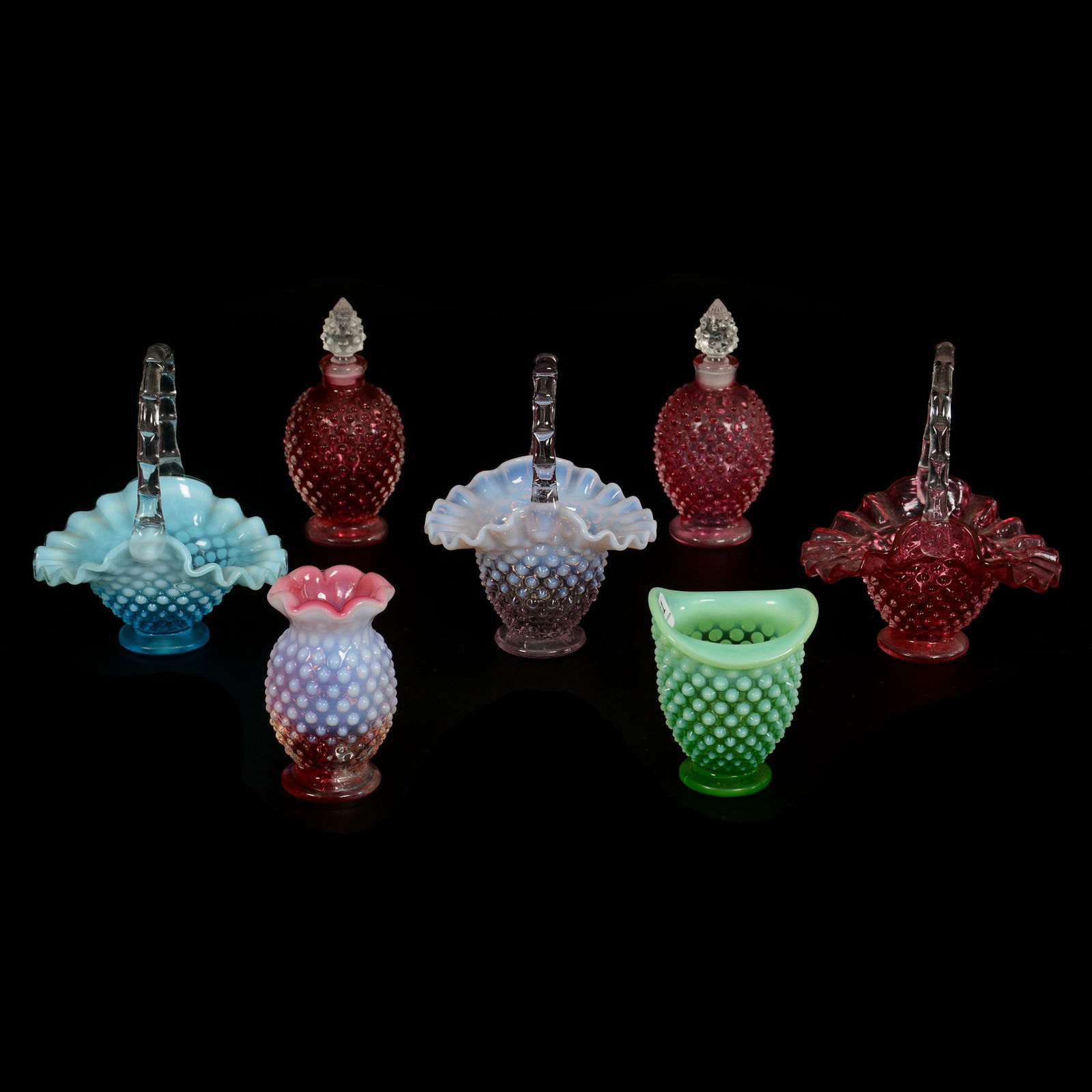 (7) Assorted Modern Hobnail Art Glass Items (1 of 3)