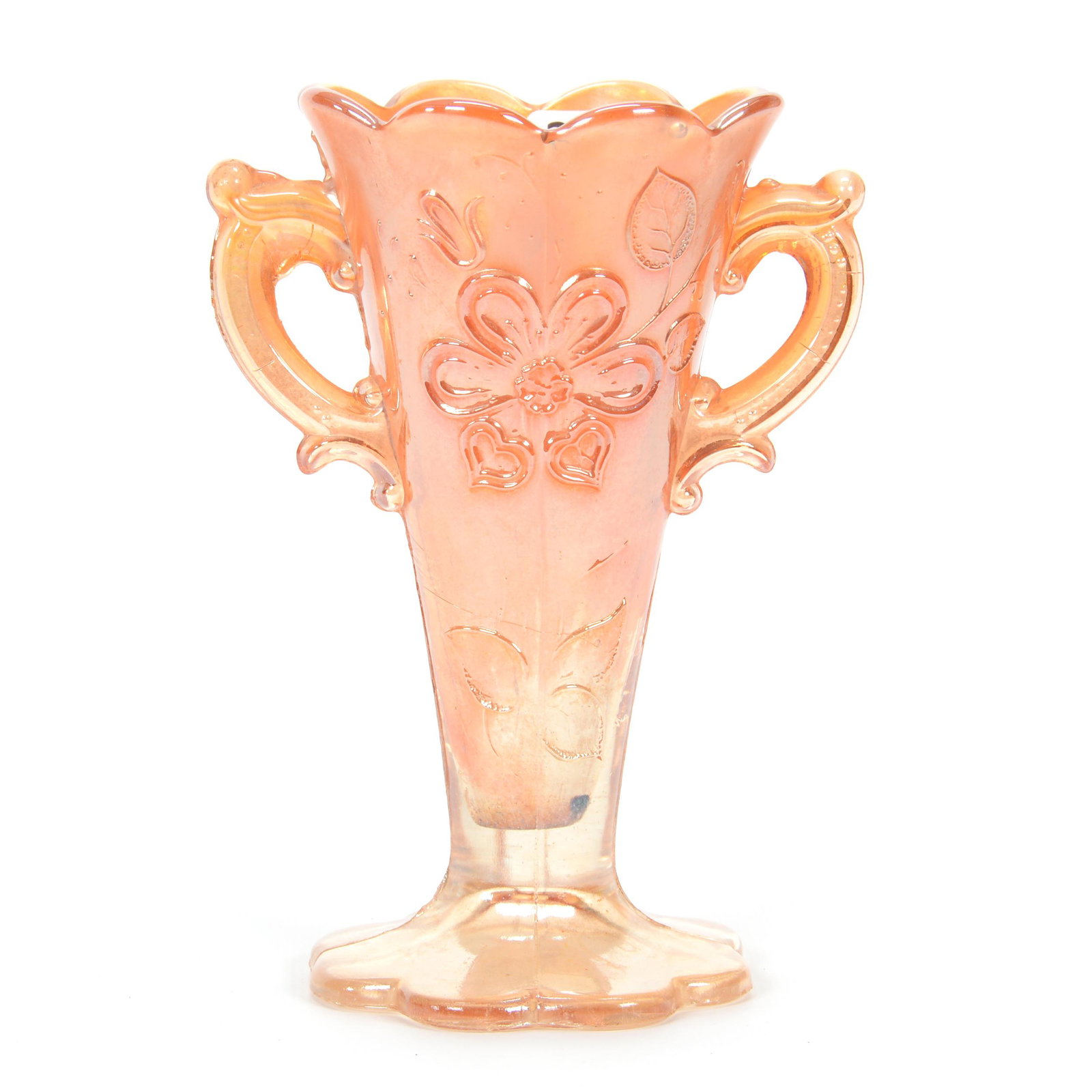 Vase, Carnival Glass, Mary Ann Pattern: Vase, Carnival Glass, Mary Ann Pattern, 6.25", Marigold, The David Risen Collection of Ohio