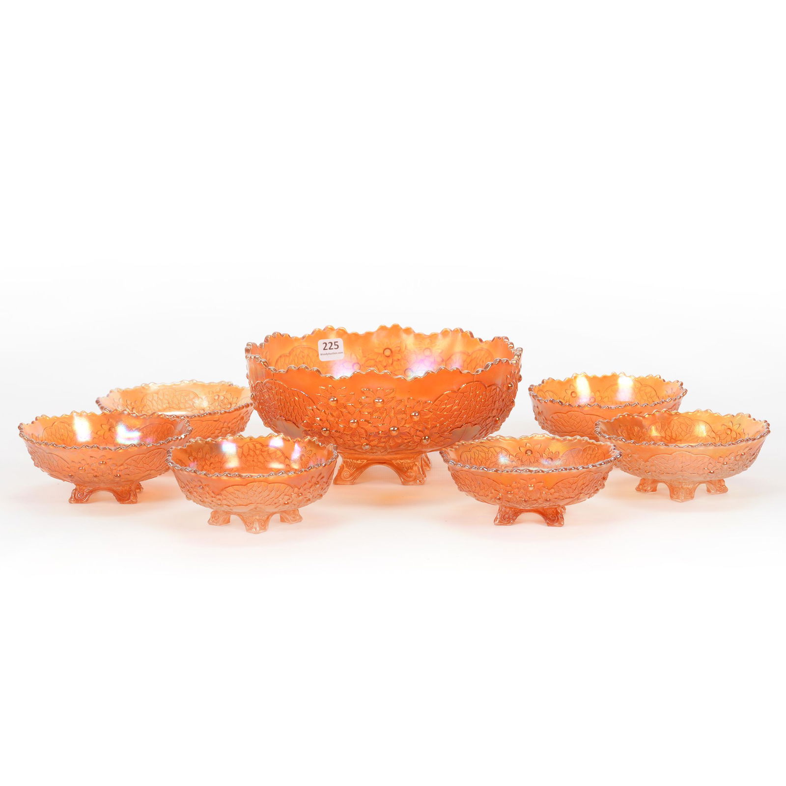 Berry Set, Carnival Glass, Fenton's Orange Tree (1 of 9)