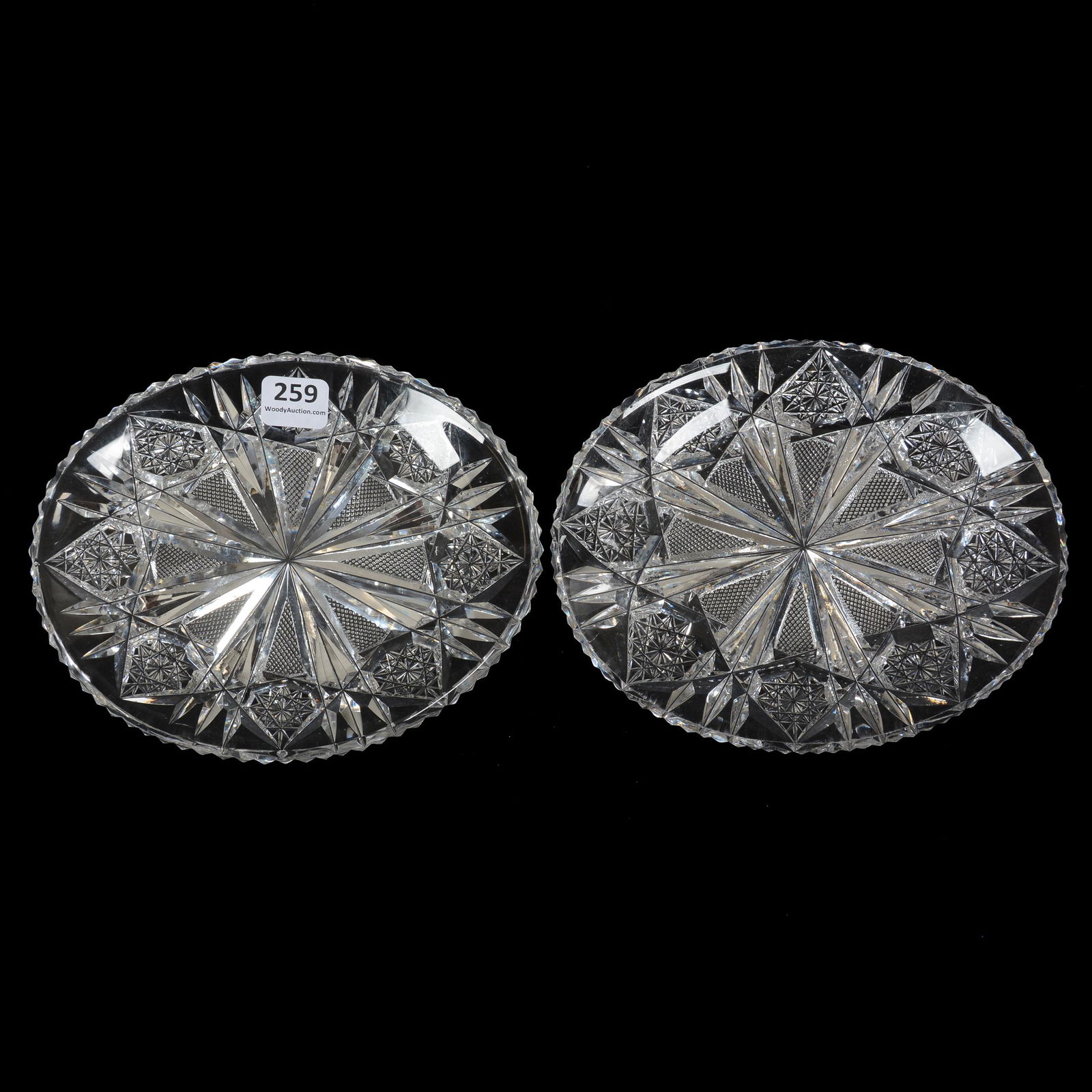 Pair Oval Trays, American Brilliant Cut Glass, Signed (1 of 2)