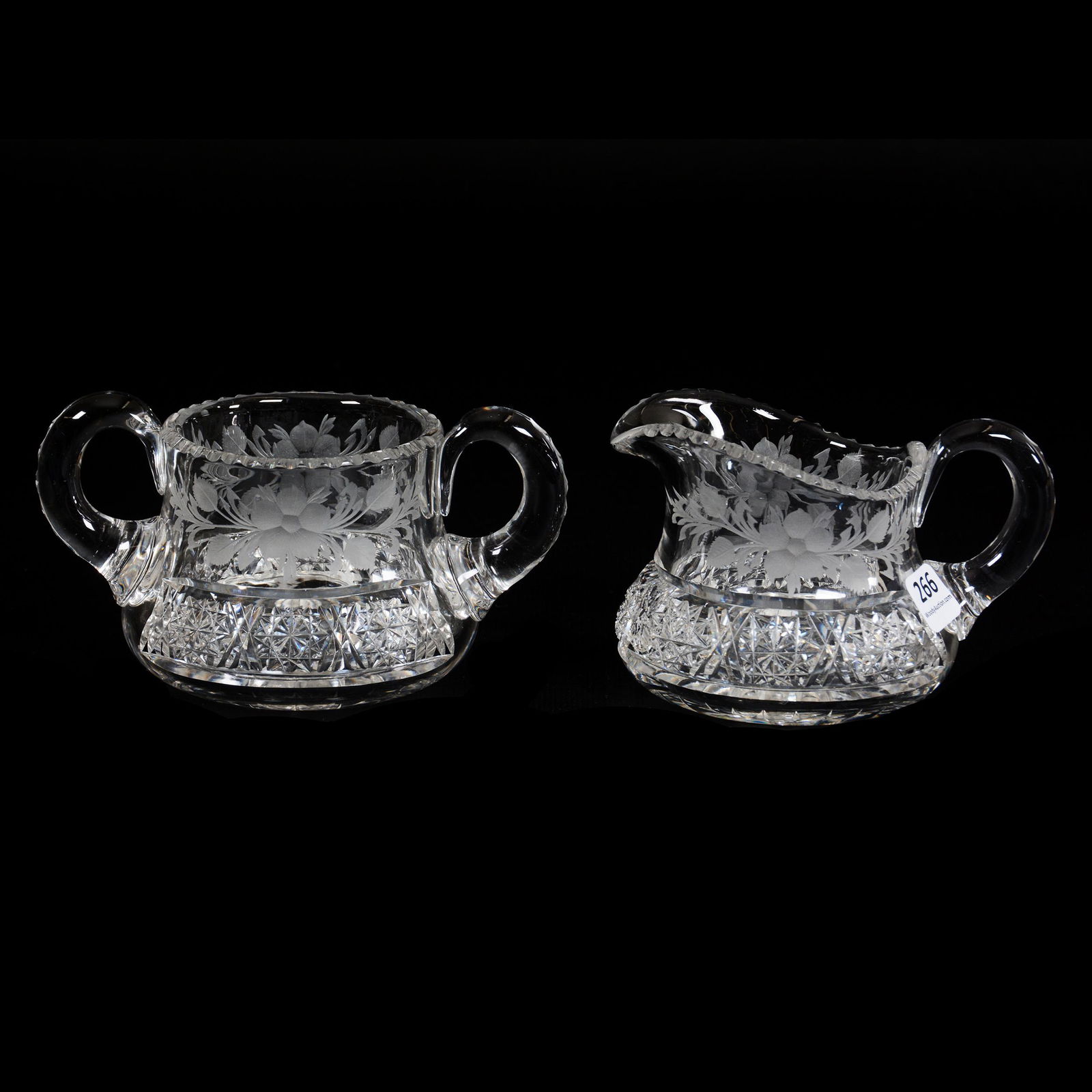 Creamer & Sugar Set, American Brilliant Cut Glass, (1 of 3)