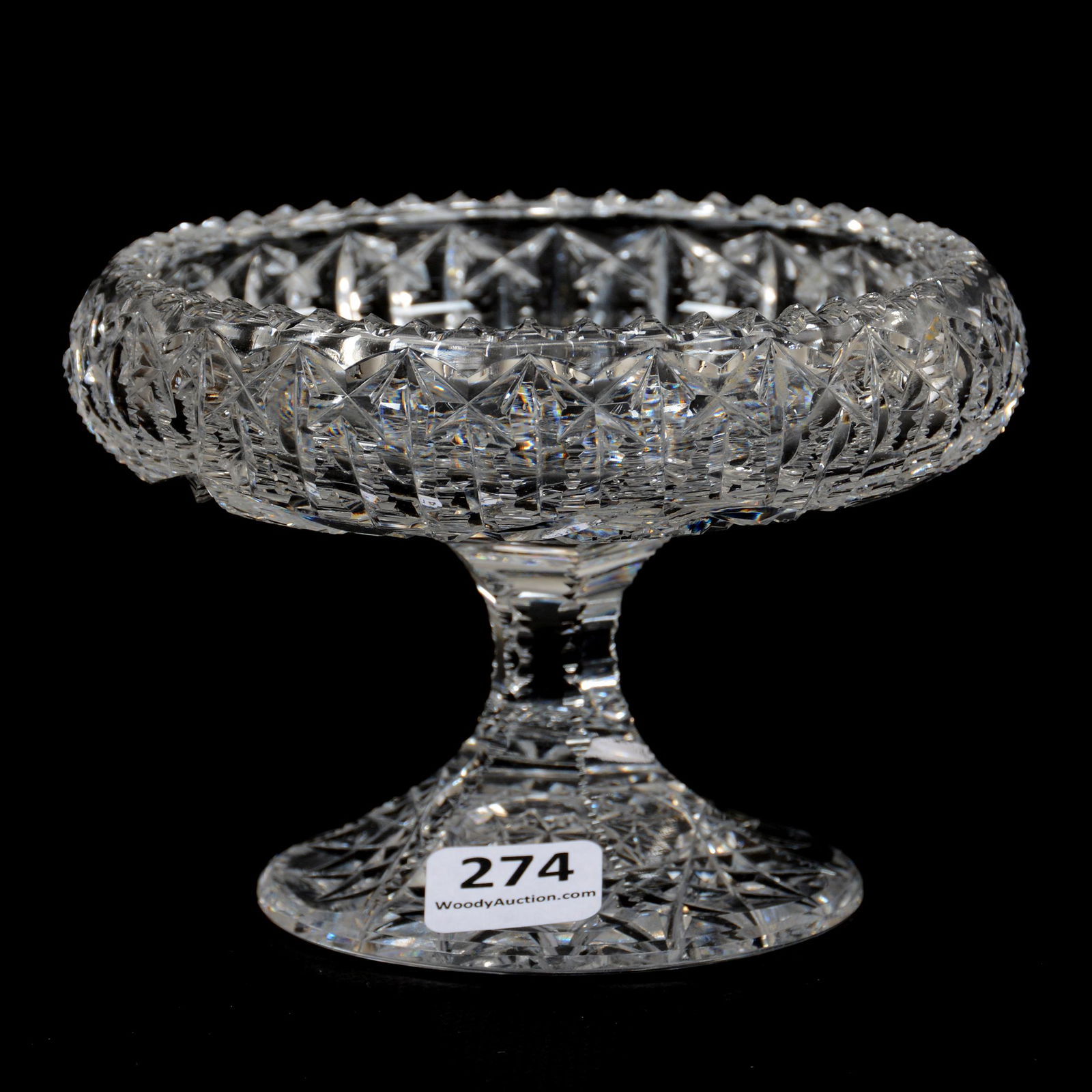 Small Compote, American Brilliant Cut Glass, Rolled Rim (1 of 3)