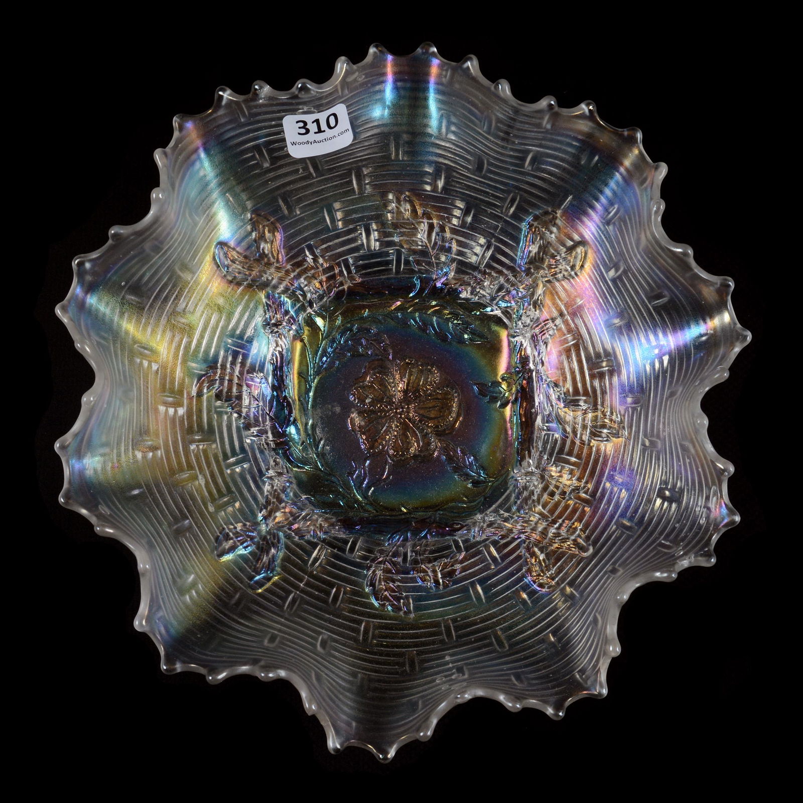 Bowl, Carnival Glass, Apple Blossom Twigs By Dugan (1 of 2)