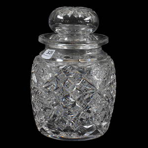 Humidor, American Brilliant Cut Glass, Signed Hawkes