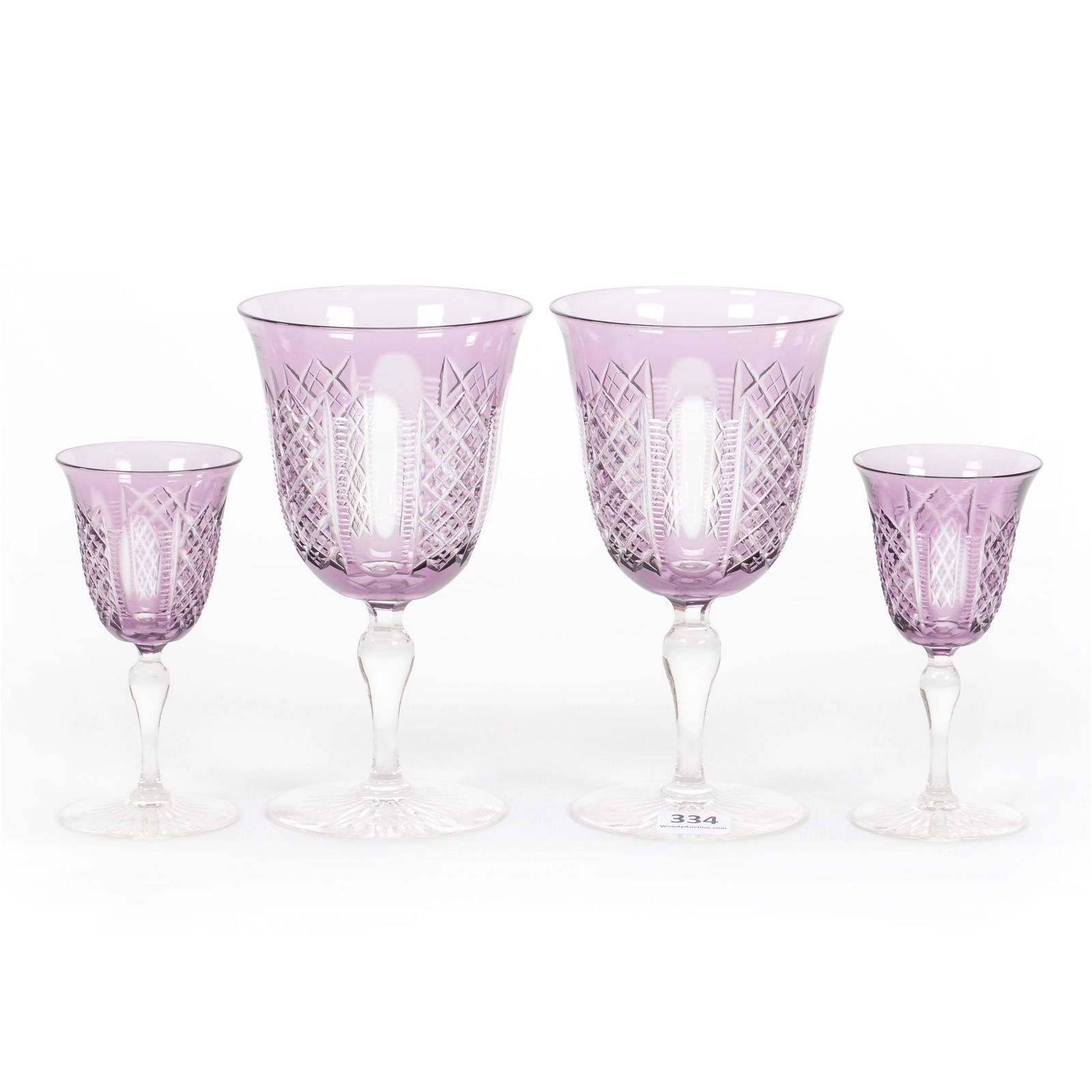 (4) Stems, Brilliant Period Cut Glass, Amethyst Cut To (1 of 3)