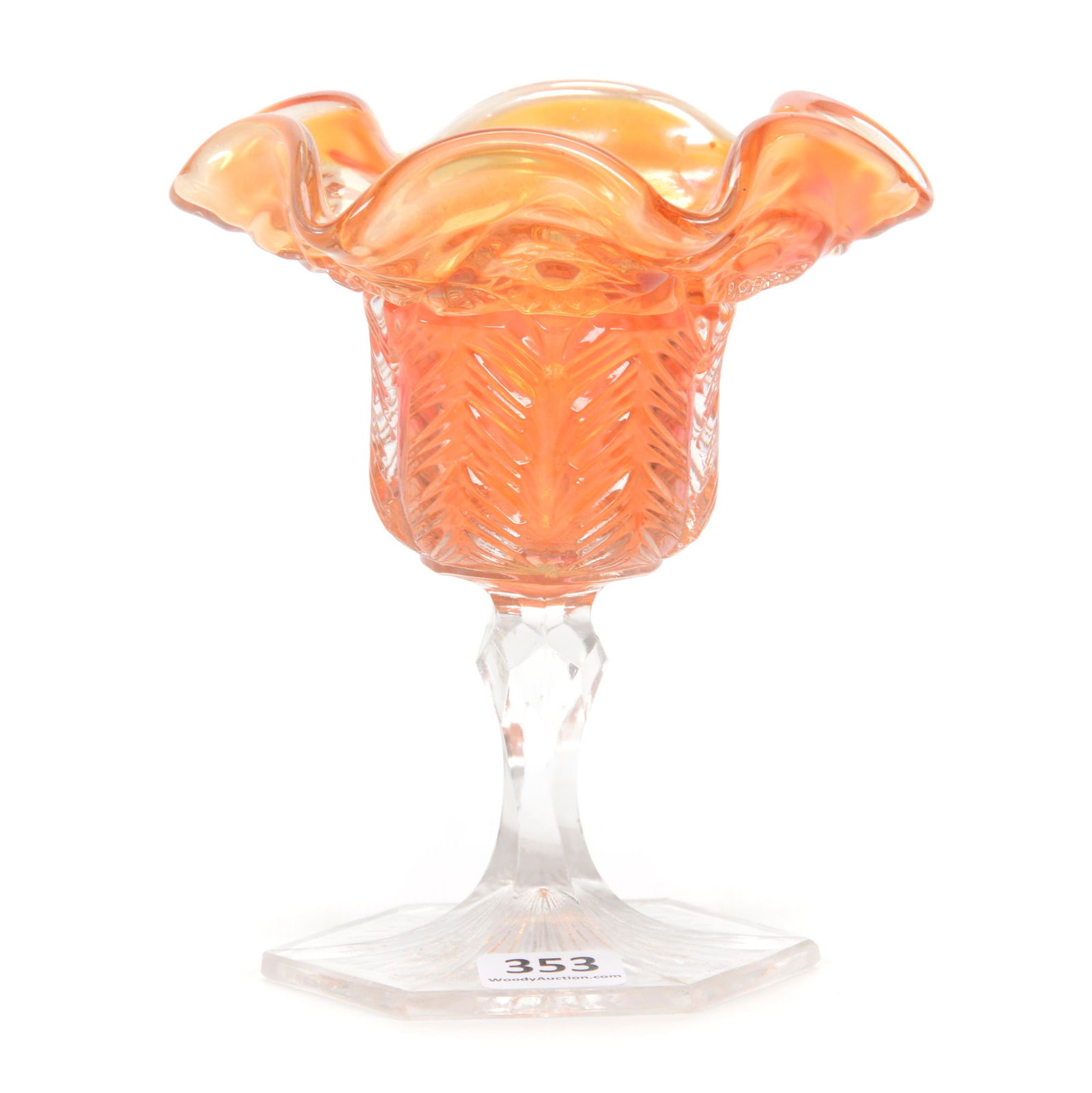 Compote, Carnival Glass, Inverted Feather Pattern (1 of 2)