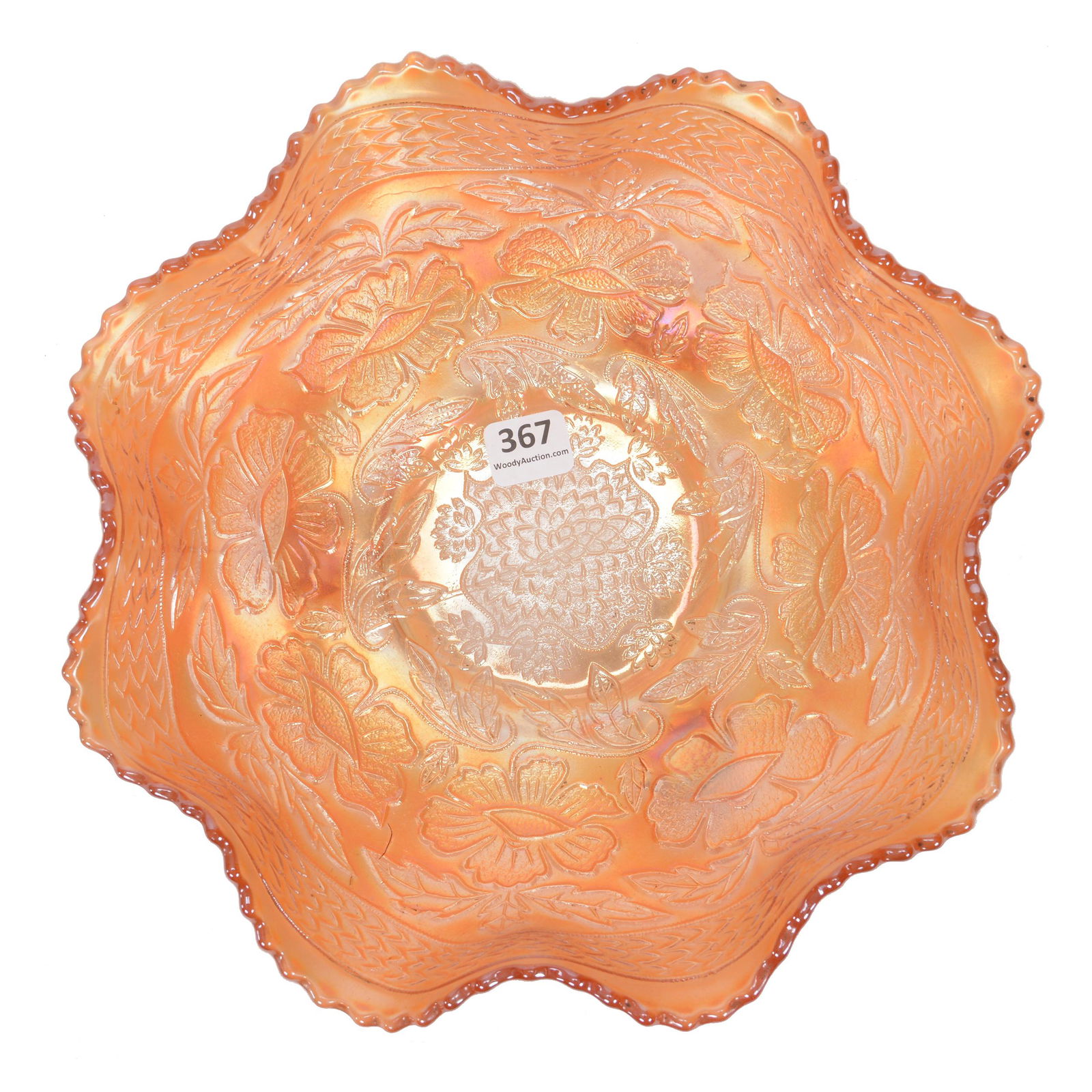 Bowl, Carnival Glass, Two Flowers By Fenton (1 of 2)