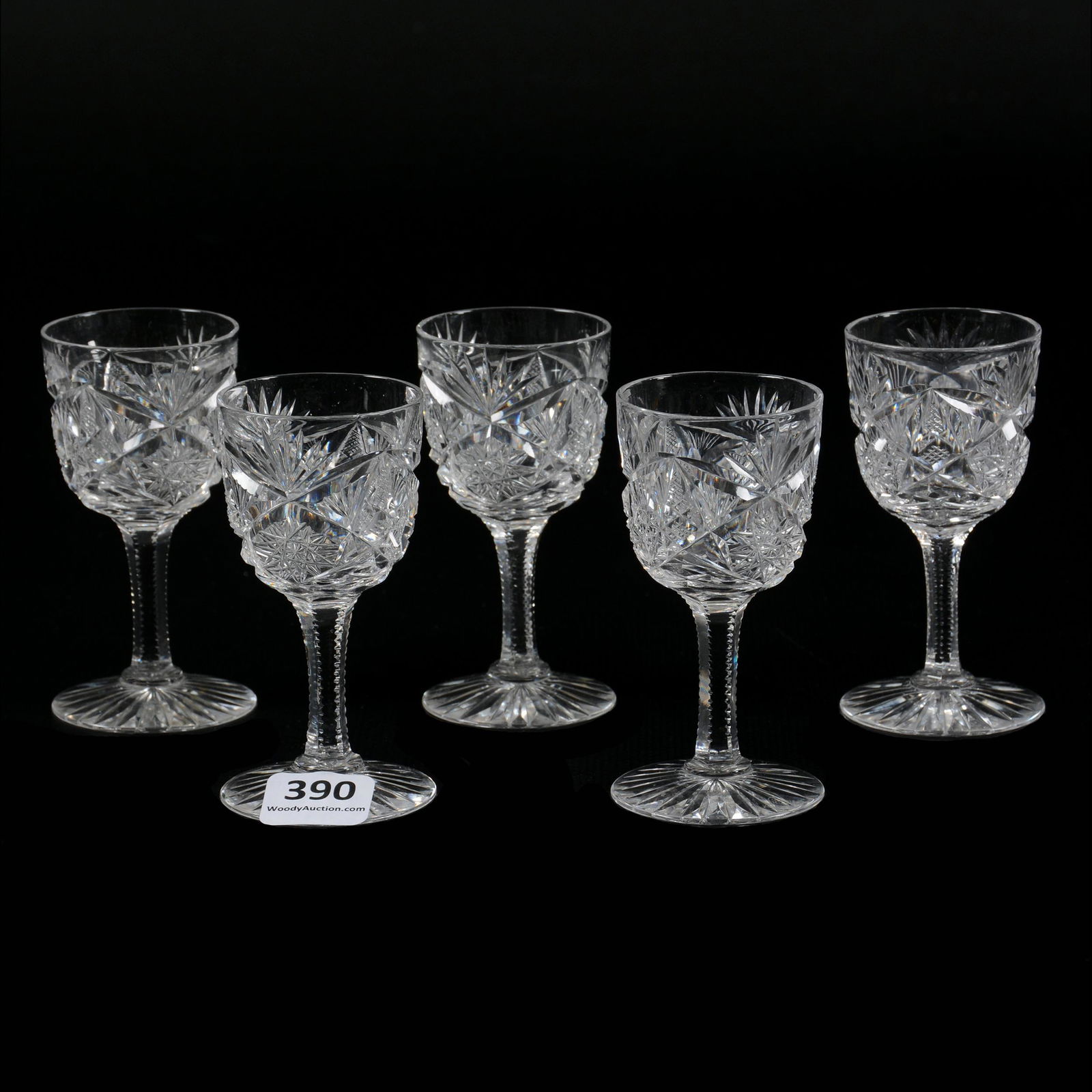 (5) Cordial Stems, American Brilliant Cut Glass, Signed (1 of 3)