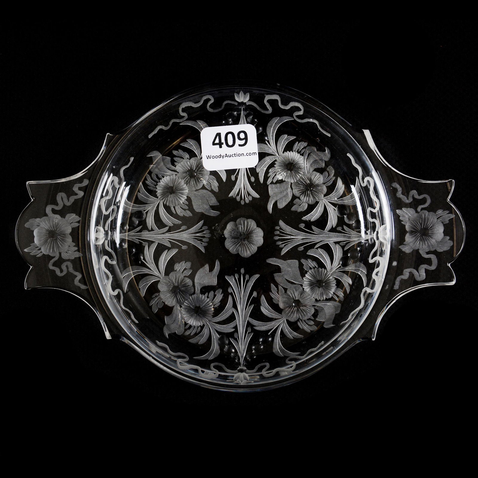 Wine Coaster, American Brilliant Cut Glass, Signed: Wine Coaster, American Brilliant Cut Glass, Signed Hawkes, 7" x 4.75", Also Known As Butter Plate, Engraved Floral Motif, The Glenda Klein Collection