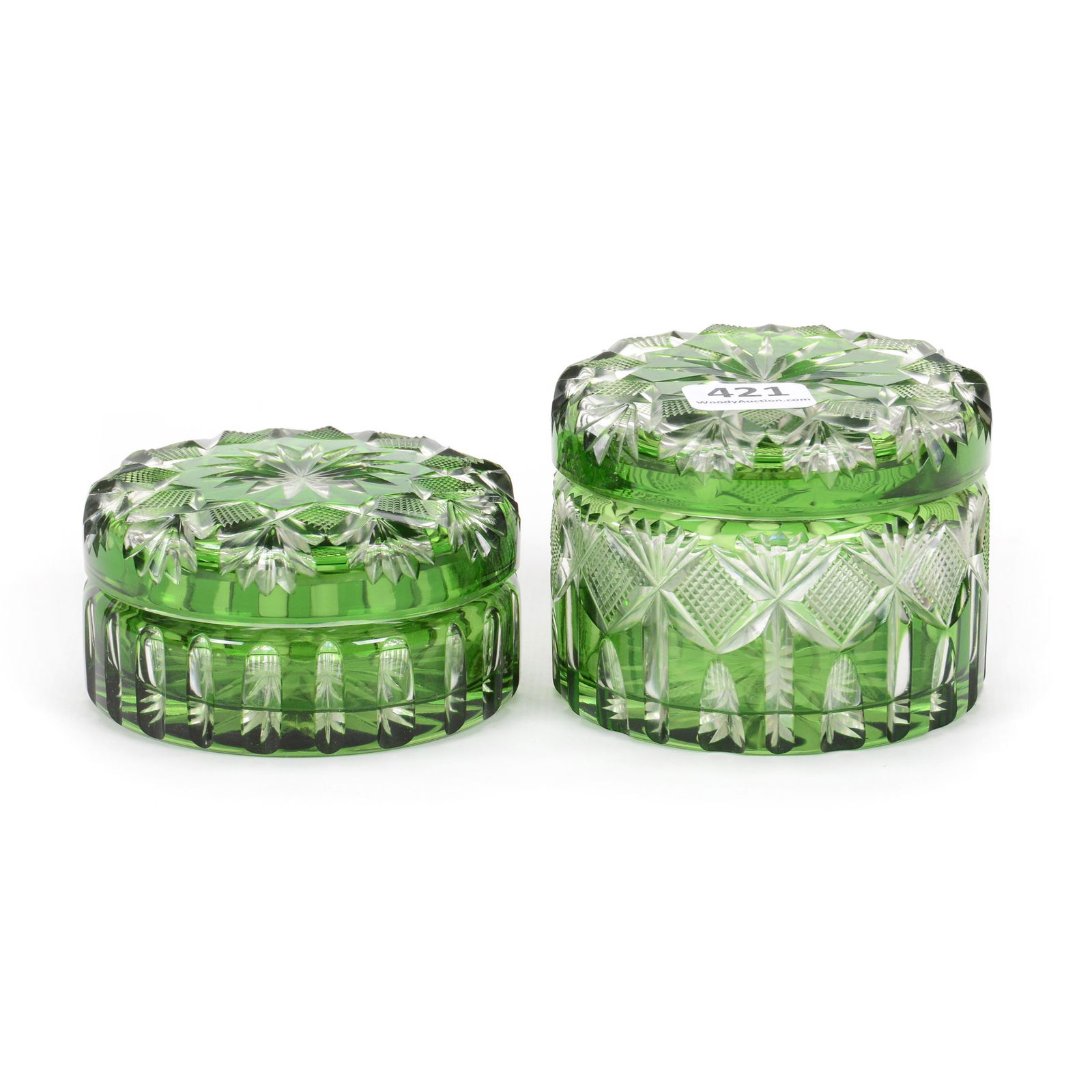 (2) Round Covered Boxes, Brilliant Period Cut Glass, (1 of 3)