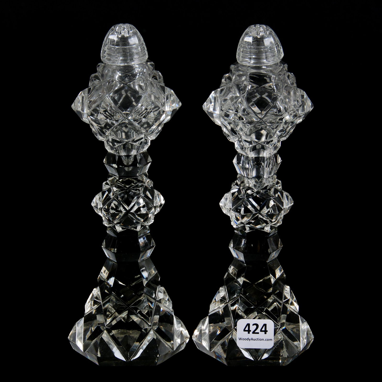 Pair Salt & Pepper Shakers, Cut Glass (1 of 3)