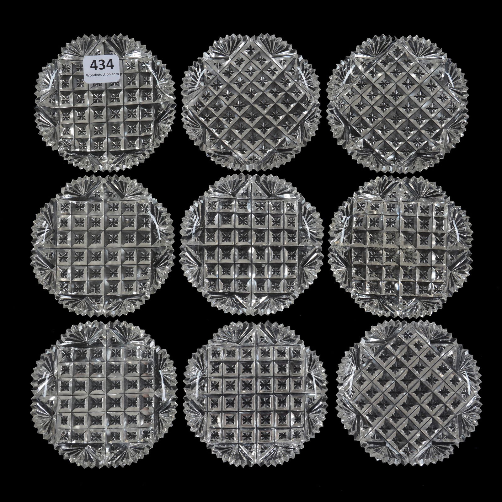 (9) Butter Pats, American Brilliant Cut Glass (1 of 3)