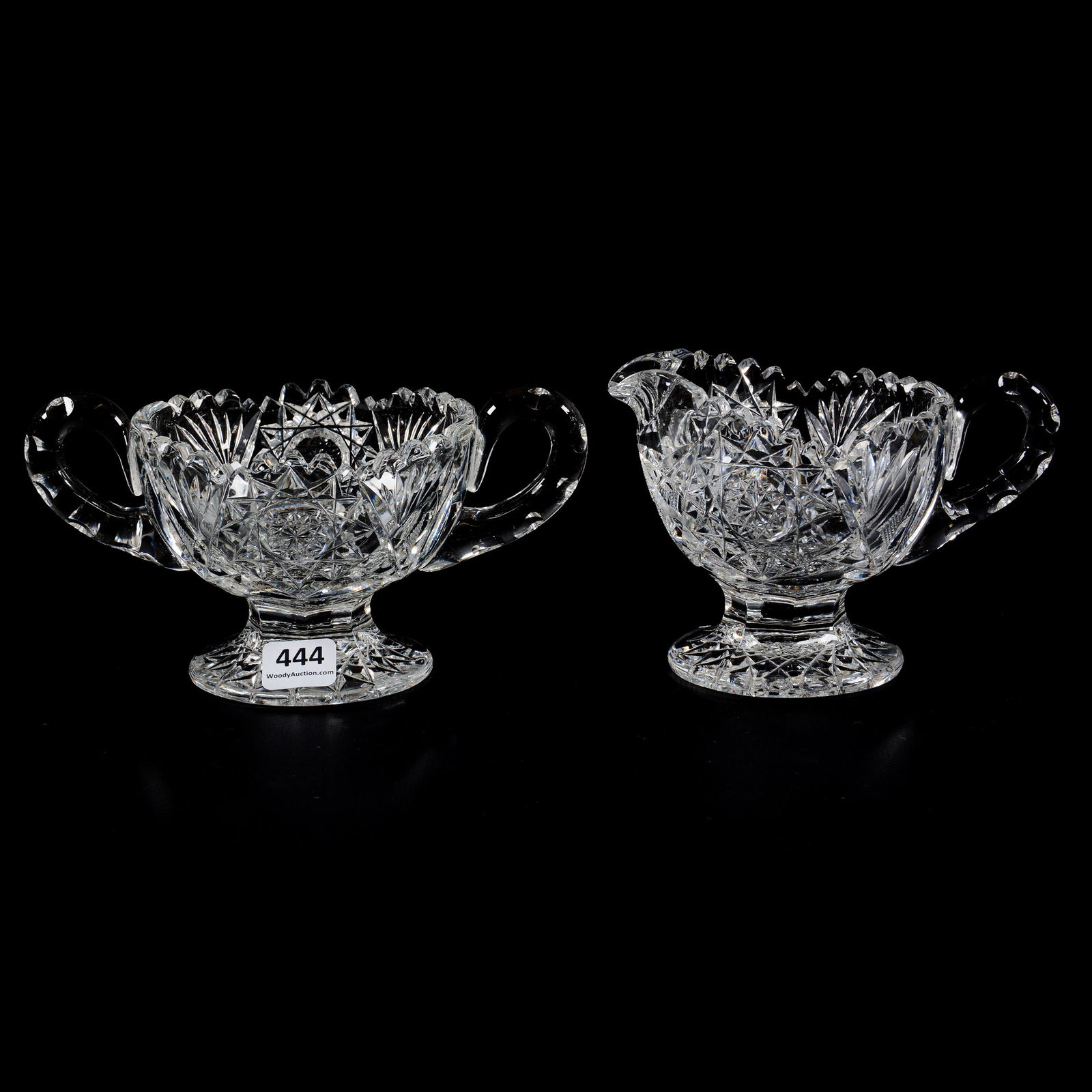 Pedestal Creamer & Sugar Set, American Brilliant Cut (1 of 3)