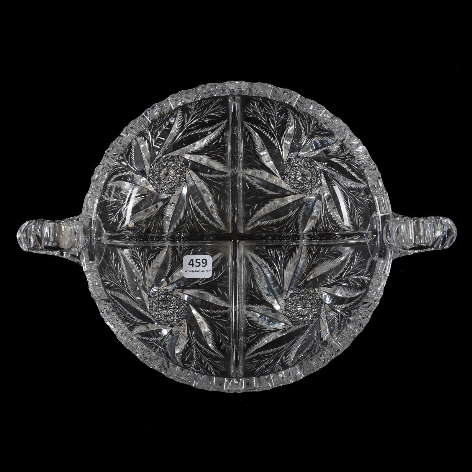 Bowl, Four Division, Two Handled, American Brilliant (1 of 3)