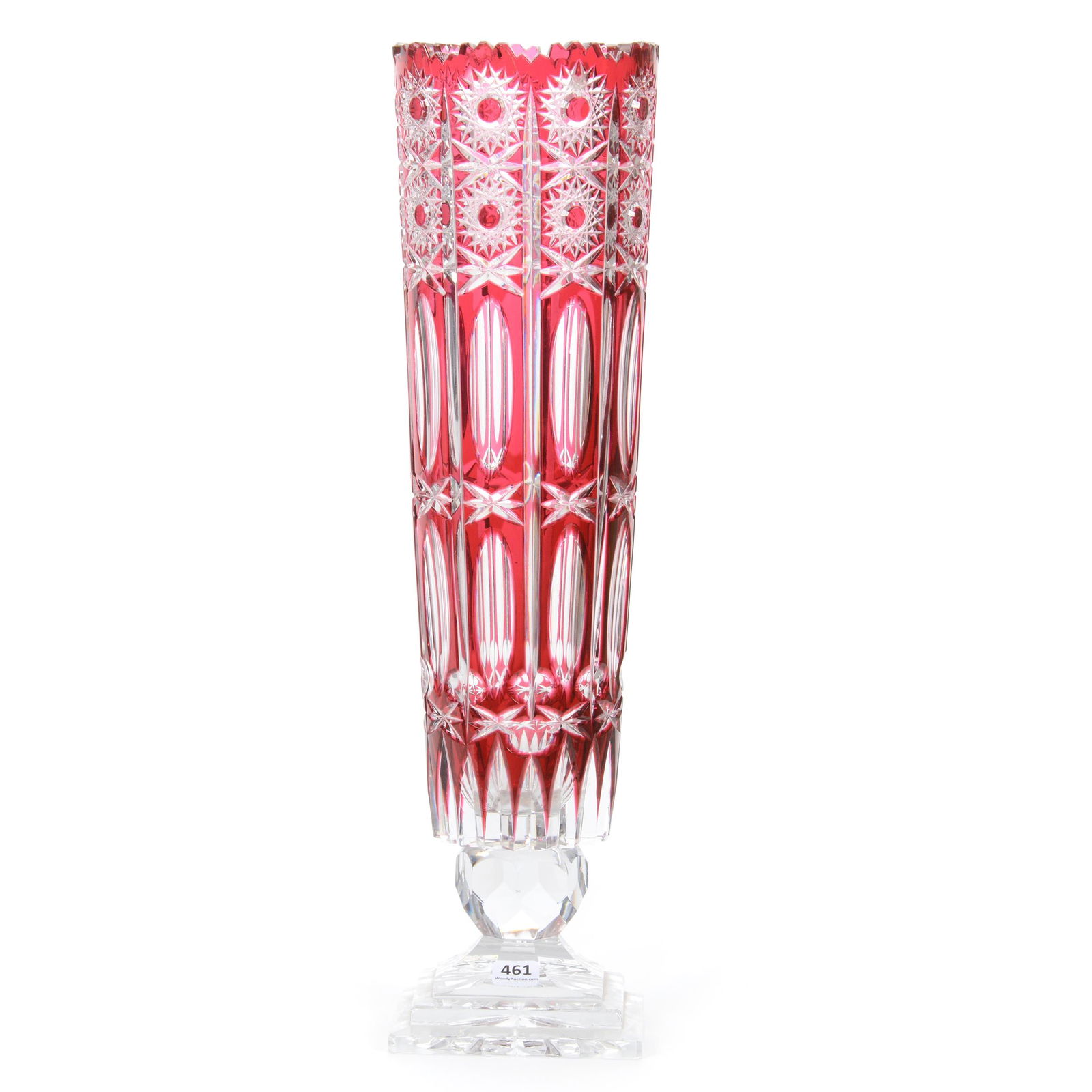 Pedestal Vase, Brilliant Period Cut Glass, Cranberry (1 of 4)