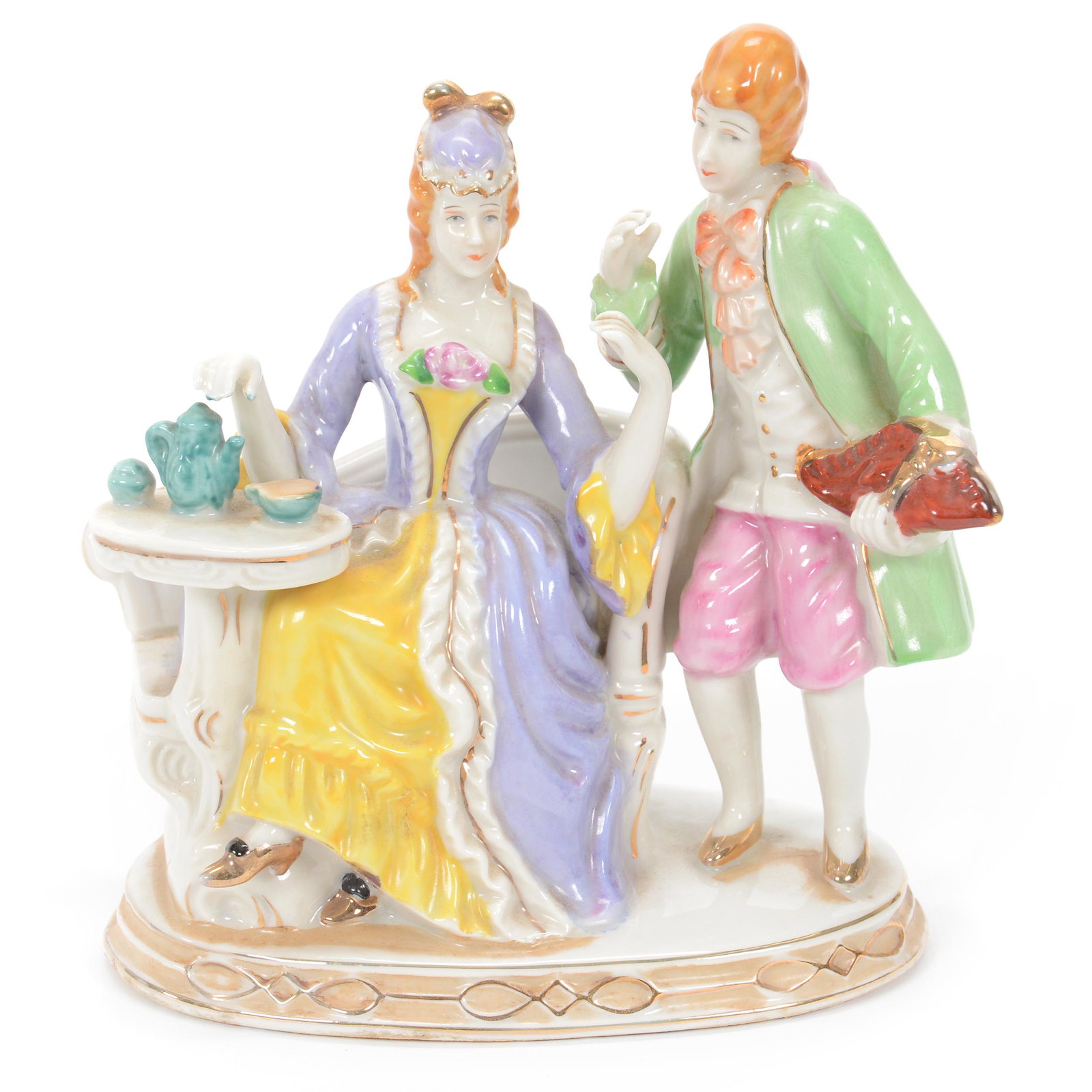 Figural Group, Porcelain, Made In Japan: Figural Group, Porcelain, Made In Japan, 6" x 5.5", Renaissance Couple Courting, Private Collection