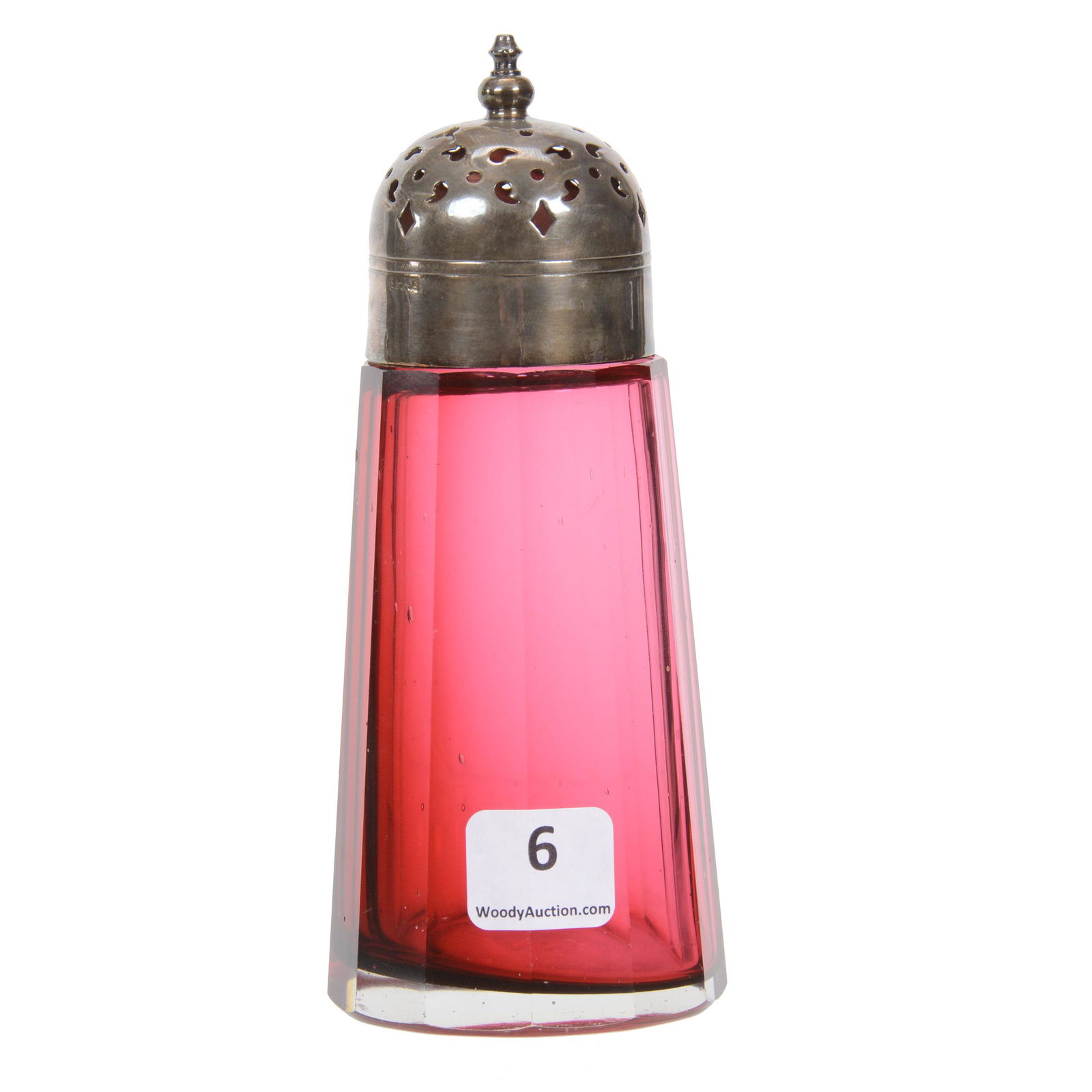 Muffineer, Cased Cranberry Art Glass (1 of 3)