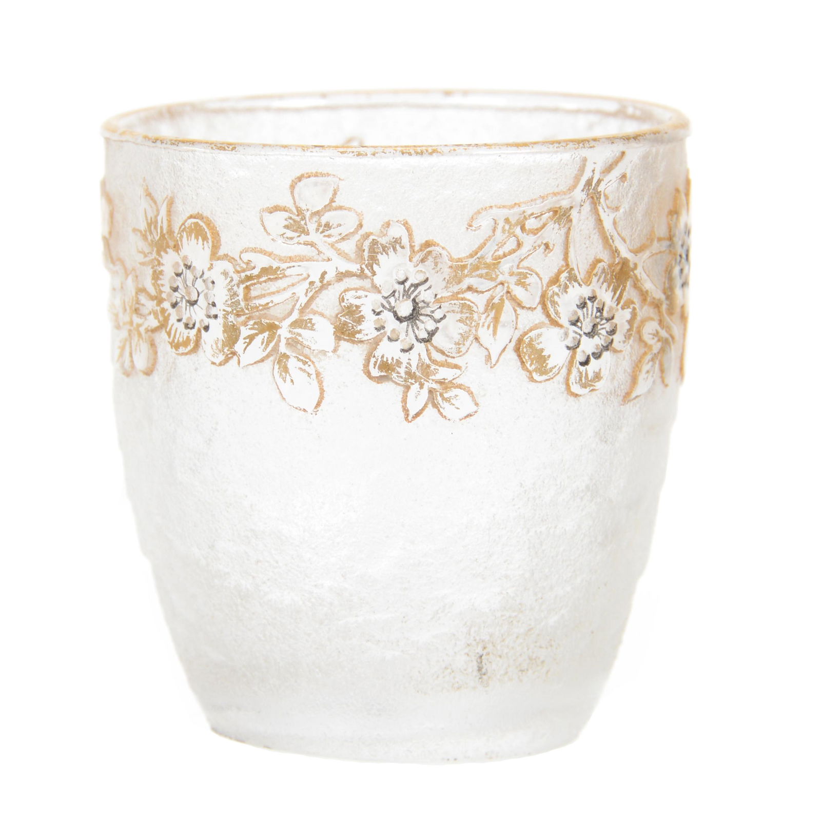 Toothpick Holder Signed Daum Nancy French Cameo: Toothpick Holder Signed Daum Nancy French Cameo, 1.75" x 1.5", Frosted Acid Cut Ground With Blossom And Branch Decor, Gold Stencil Highlights, Collection Of Dave And Lisa Opfer