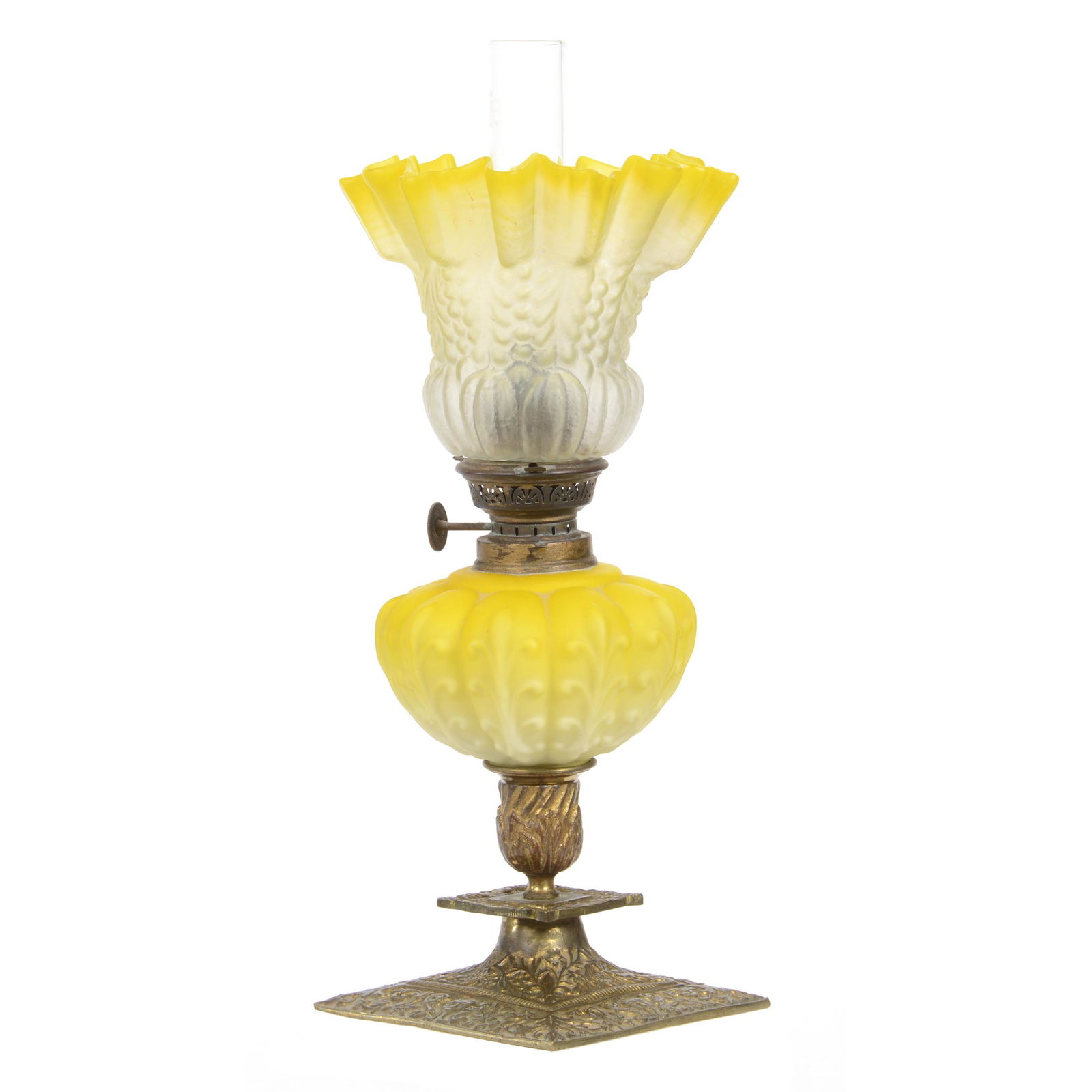 Peg Lamp, Yellow Satin Art Glass Font (1 of 4)