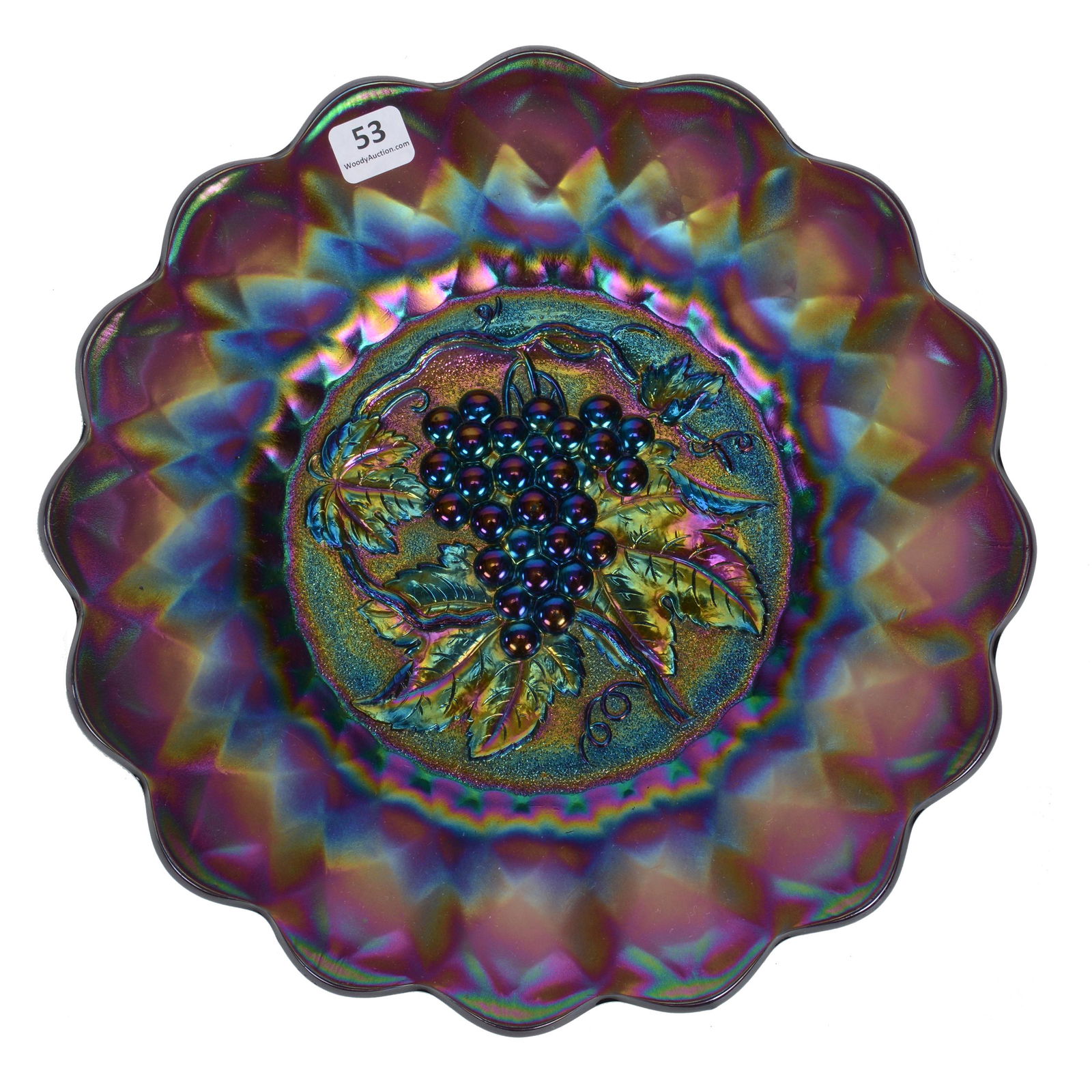 Chop Plate, Carnival Glass, Heavy Grape By Imperial (1 of 2)