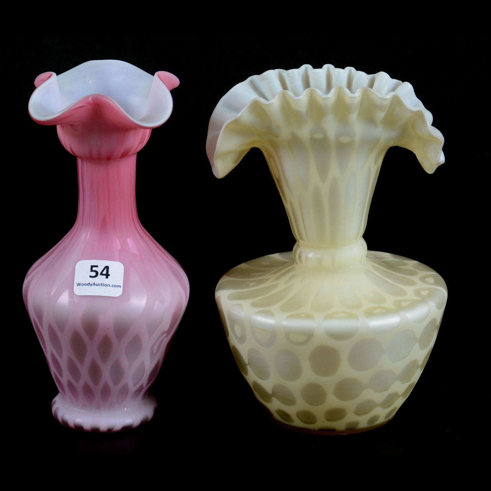 (2) Satin Art Glass Vases (1 of 5)