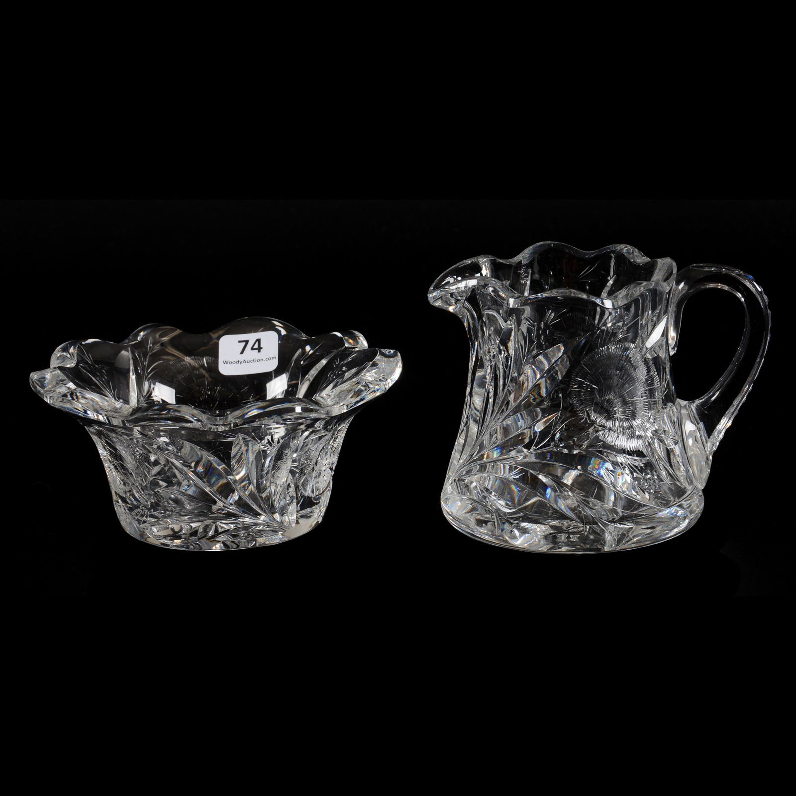 Creamer & Sugar Set, American Brilliant Cut Glass, (1 of 3)