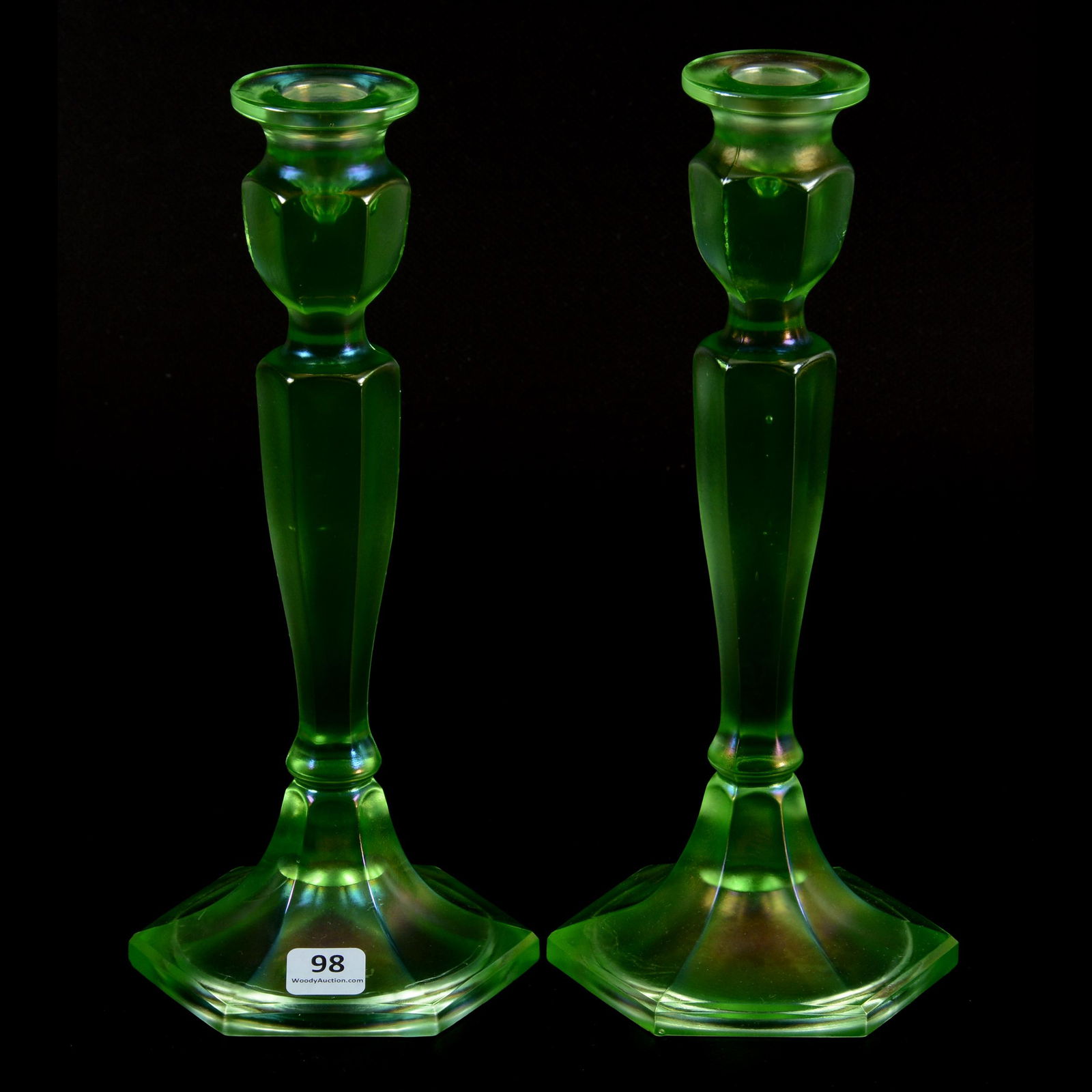 Pair Candlesticks, Carnival Glass, Florentine #349 (1 of 2)