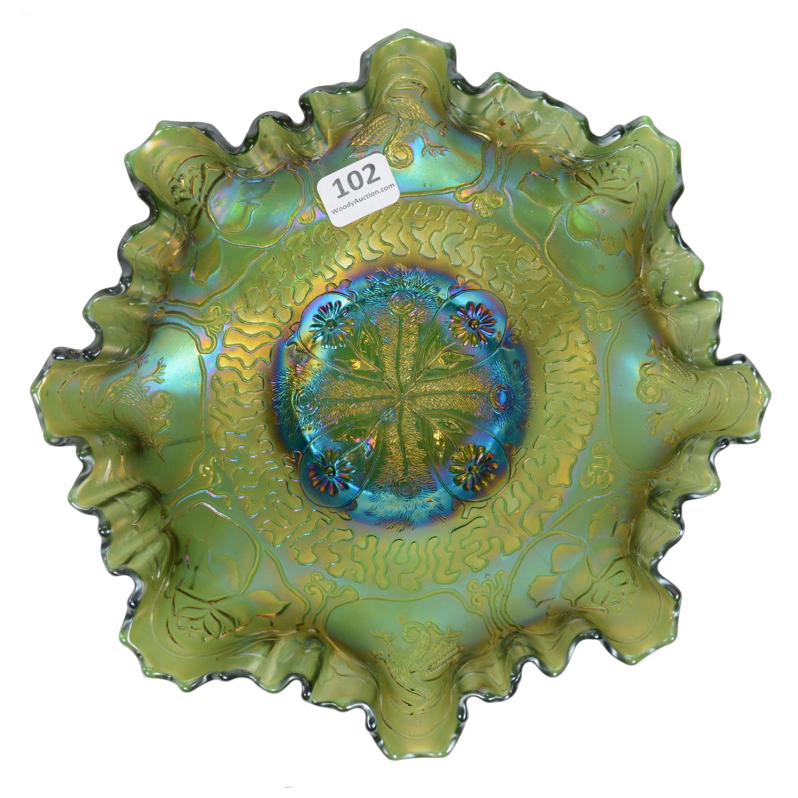 Bowl, Carnival Glass Dragon & Lotus By Fenton (1 of 2)