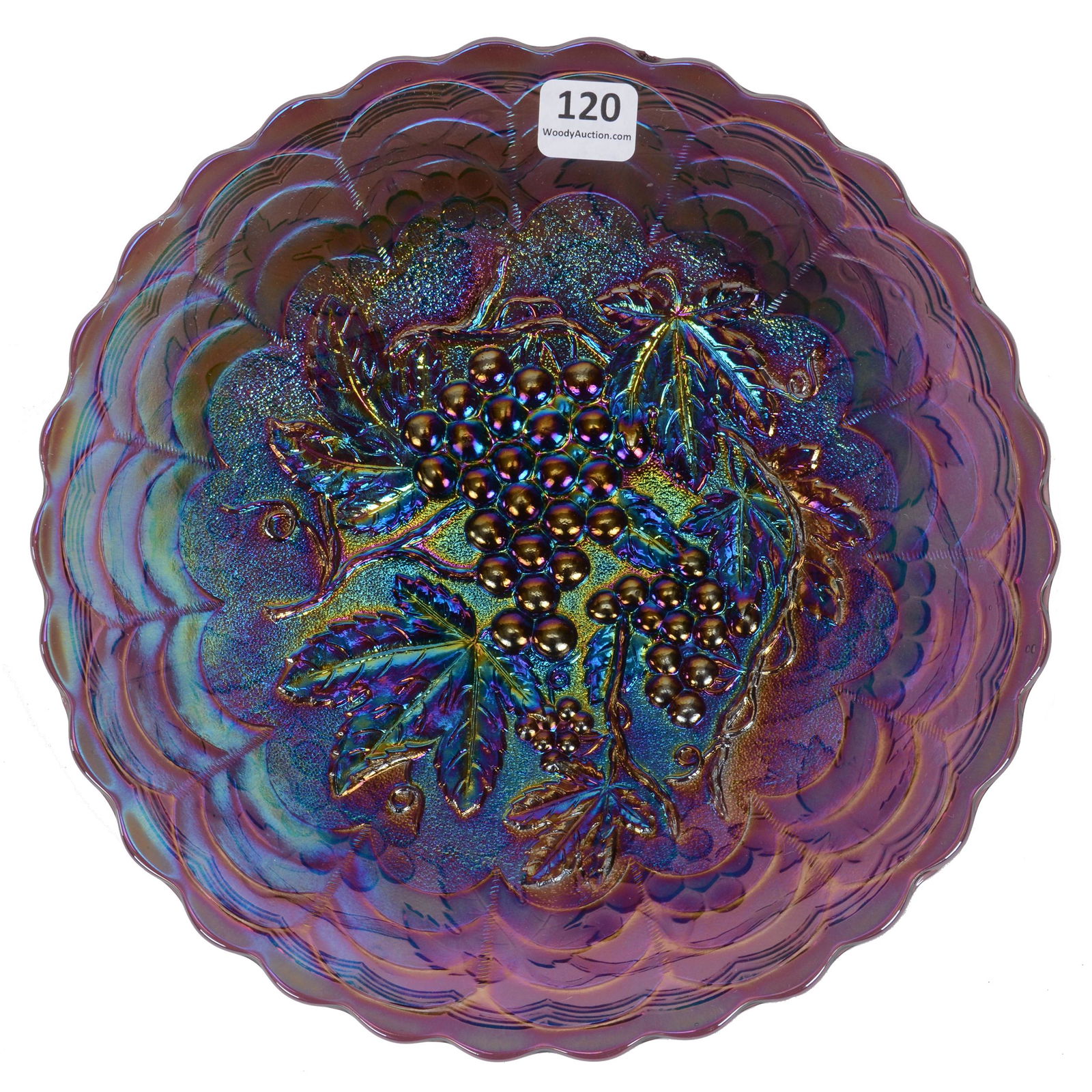 Plate, Carnival Glass, Imperial Grape Pattern (1 of 2)