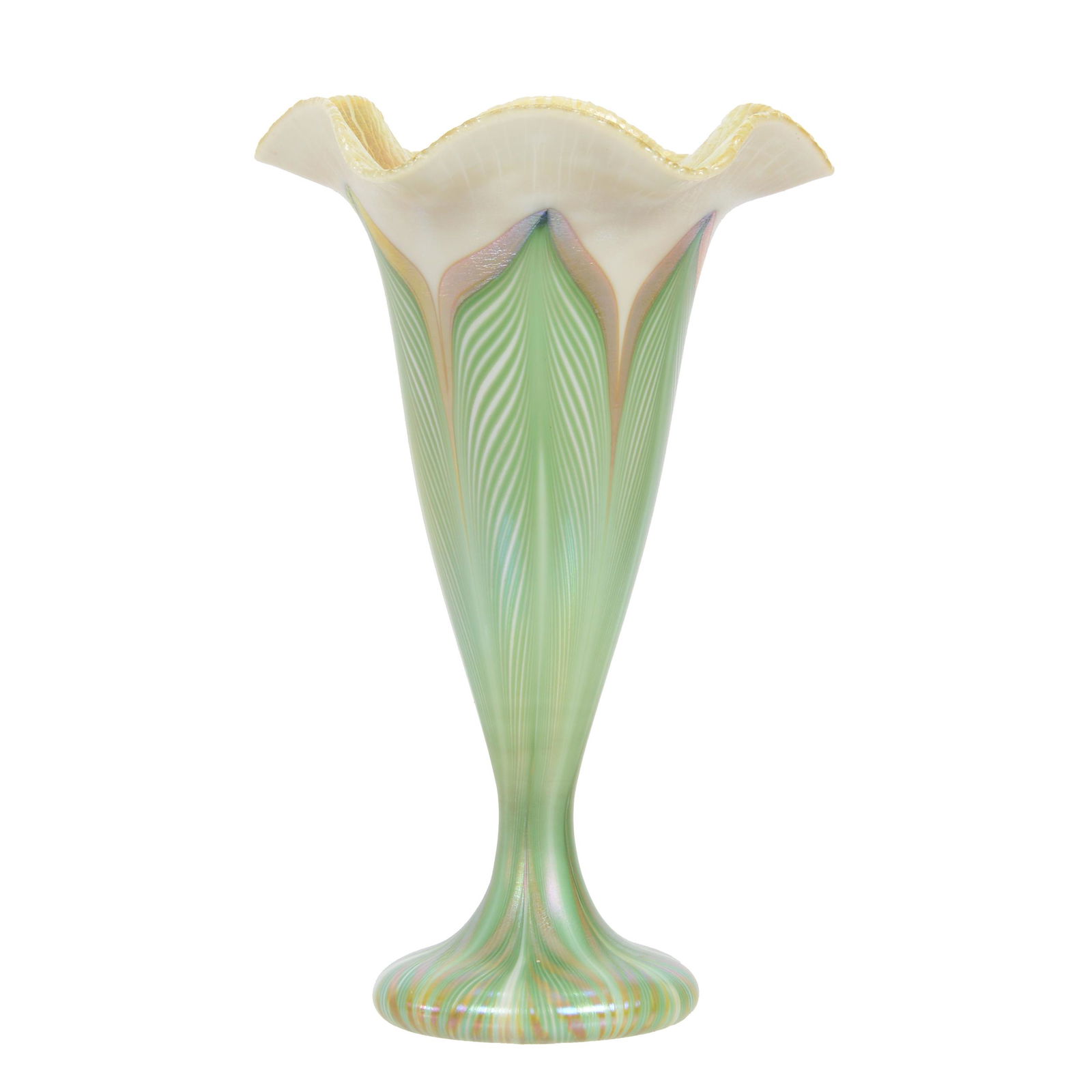 Trumpet Vase Signed Quezal Art Glass (1 of 3)