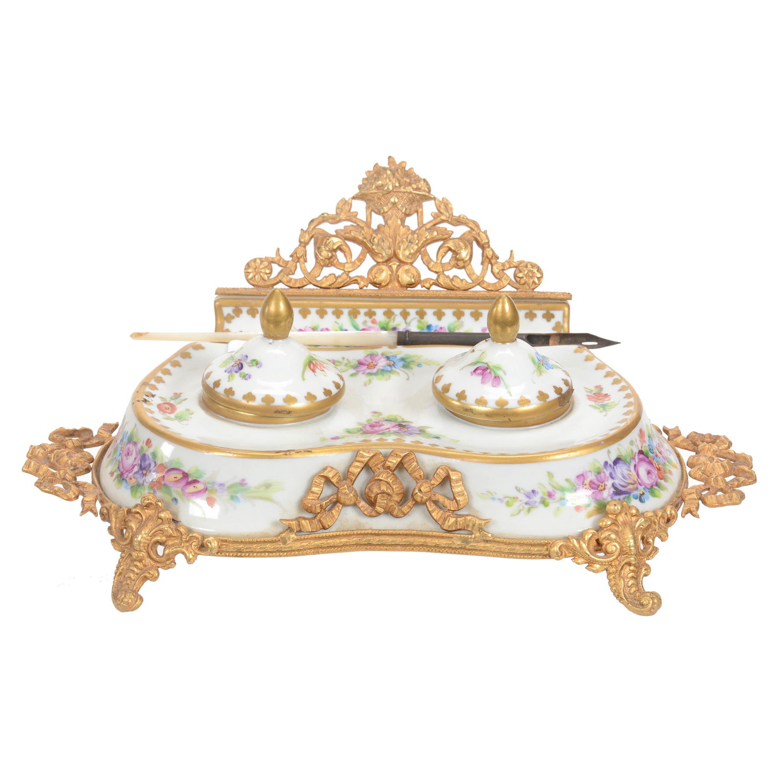 Double Inkwell Marked Capo-Di-Monte (1 of 3)