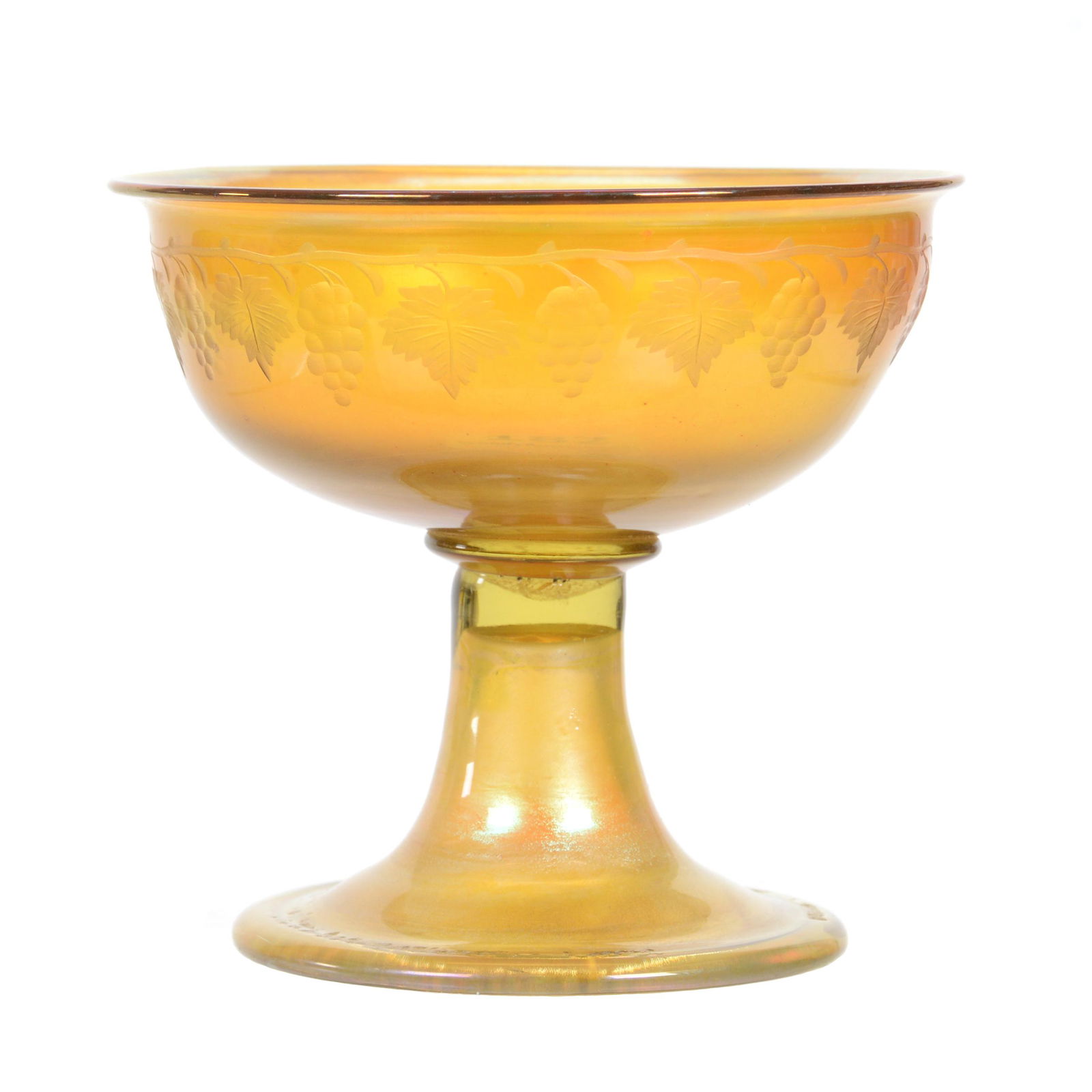 Pedestal Punch Cup Signed "LCT" (Tiffany) Art Glass (1 of 4)