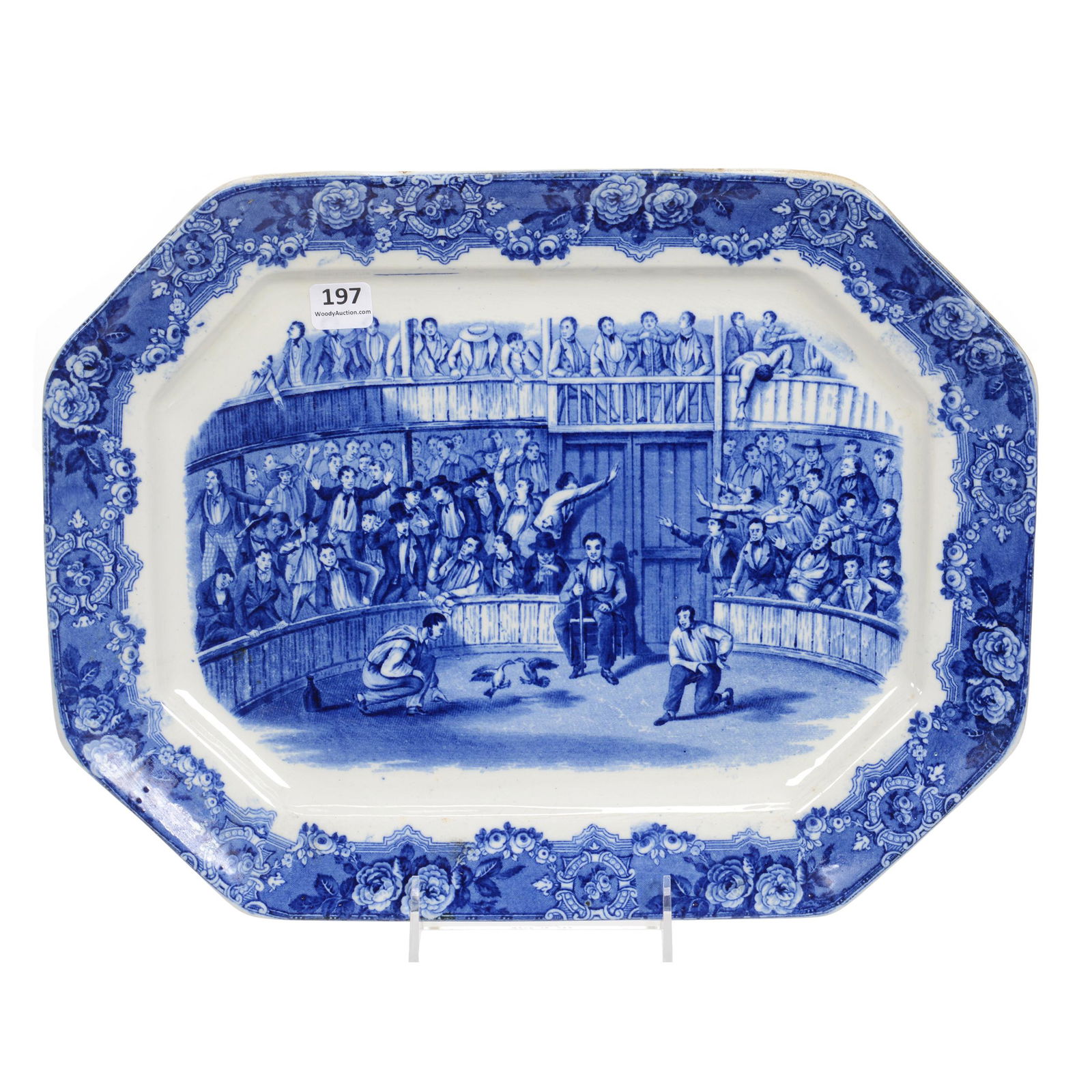 Tray, Flow Blue Titled "Spanish Festivities 1798" (1 of 2)