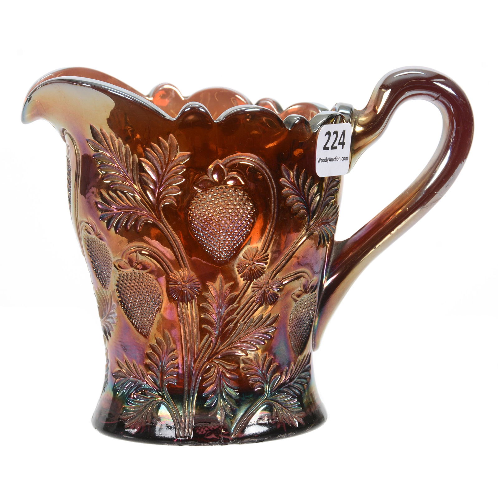 Milk Pitcher, Carnival Glass Inverted Strawberry (1 of 3)