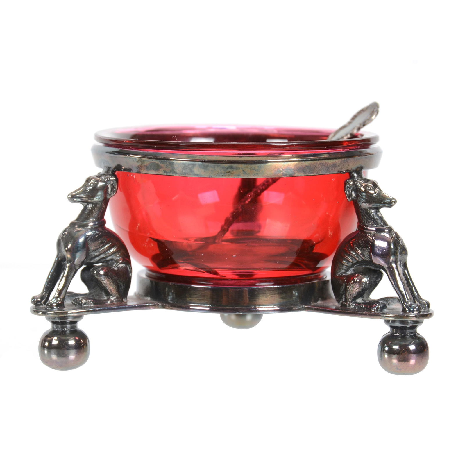 Victorian Salt Cellar, Cased Cranberry Insert (1 of 3)
