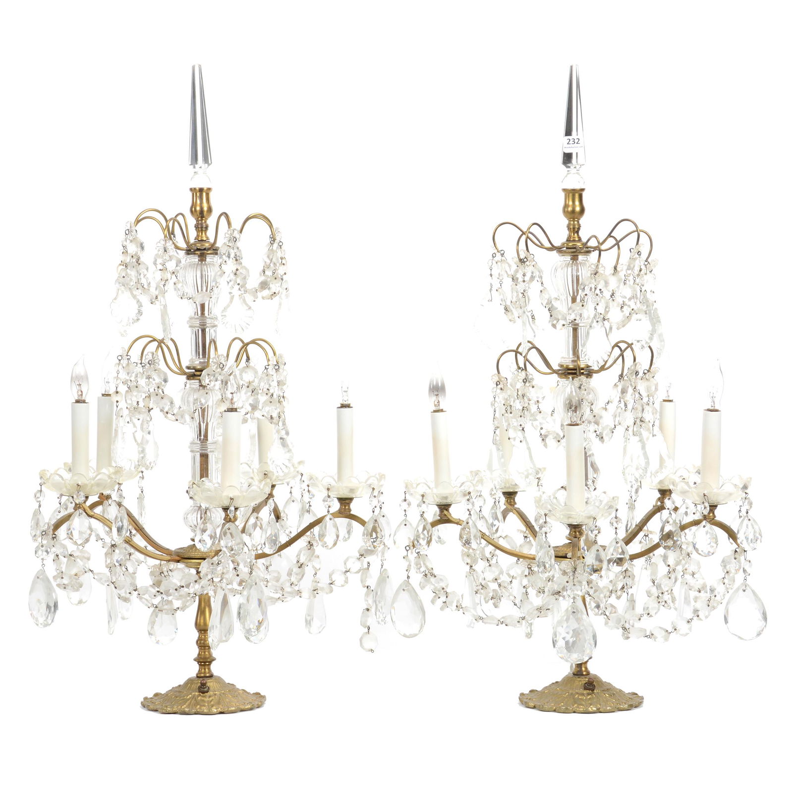 Pair Five Arm French Candelabra, Electrified (1 of 3)
