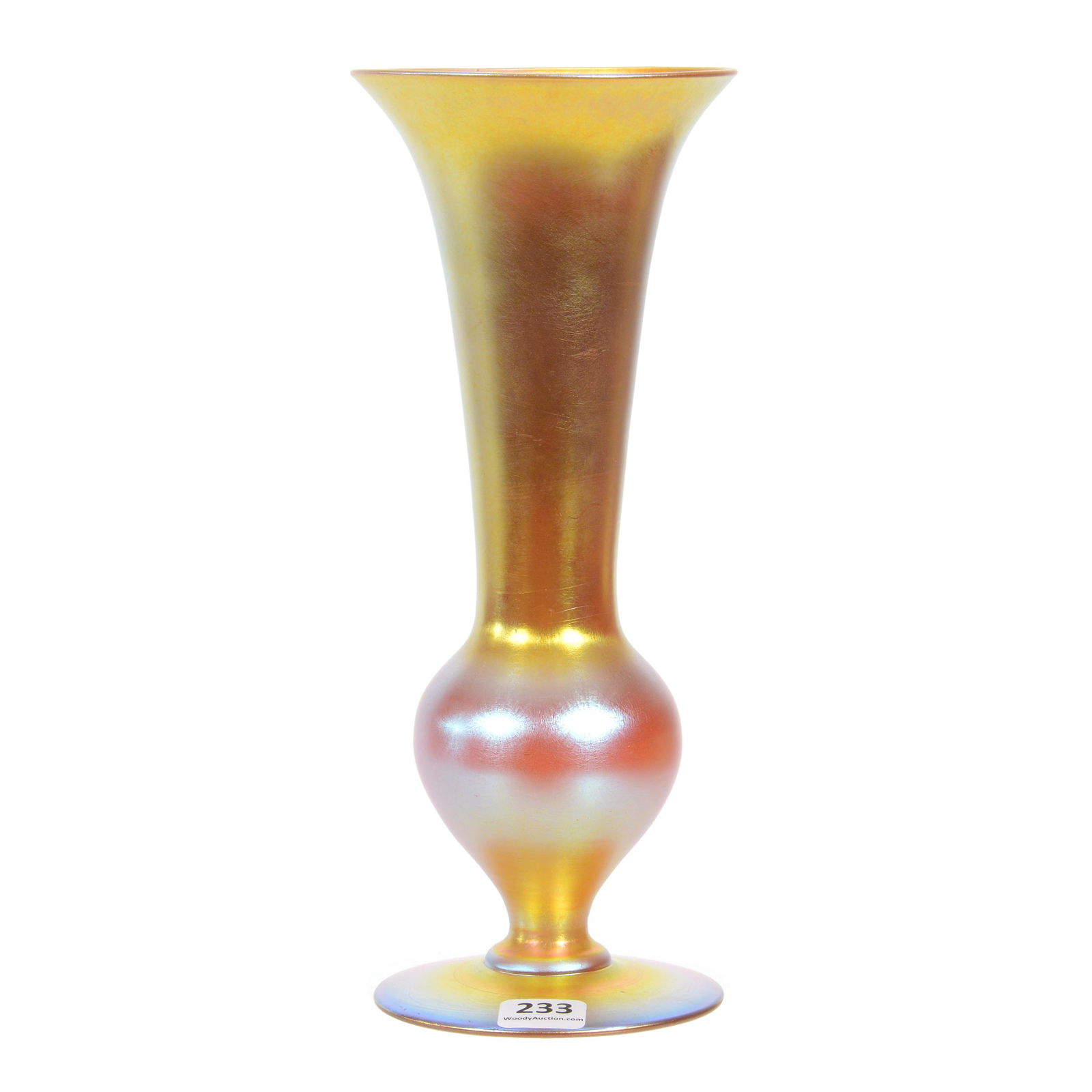 Pedestal Vase Signed Quezal Art Glass (1 of 4)