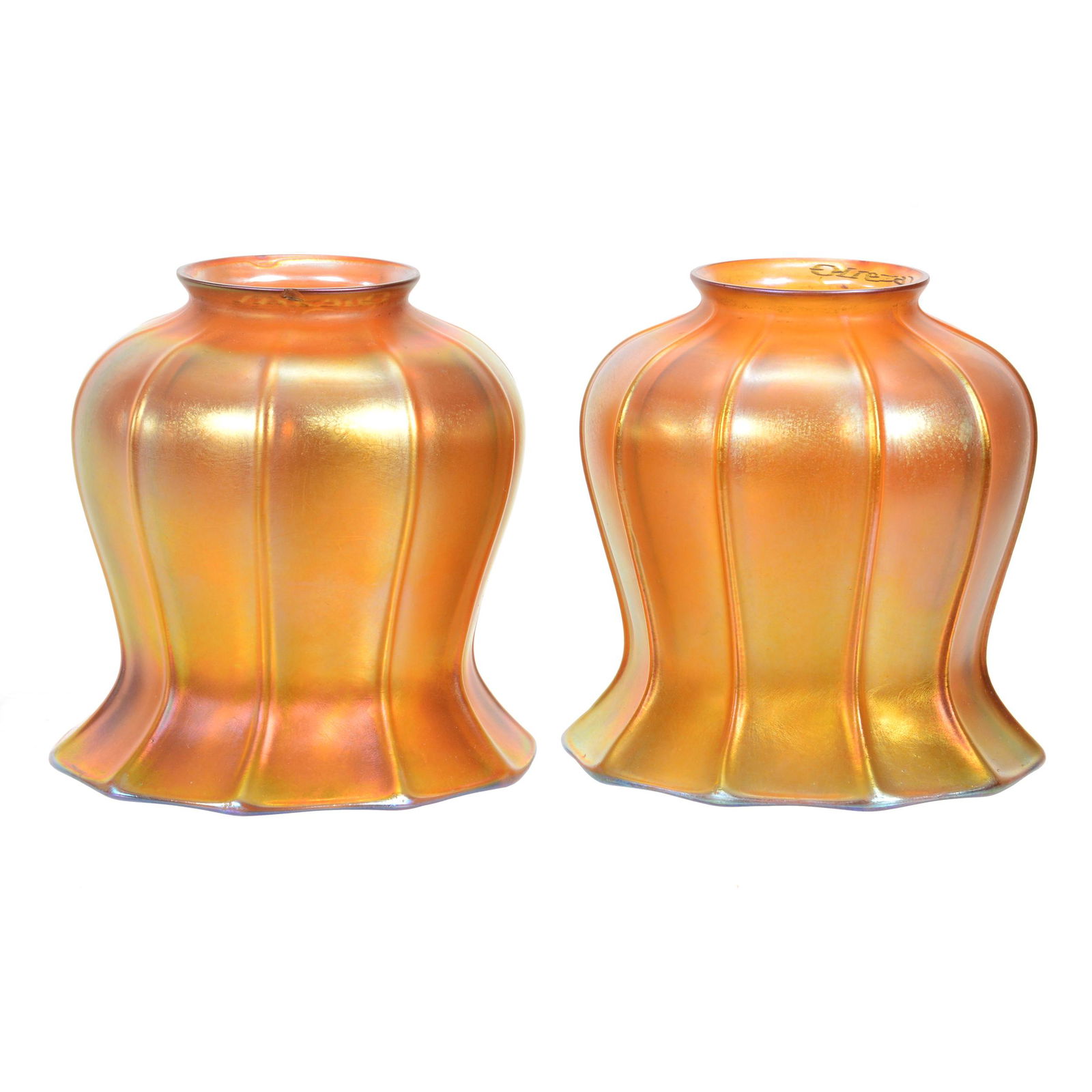 (2) Light Shades Signed Quezal Art Glass (1 of 5)