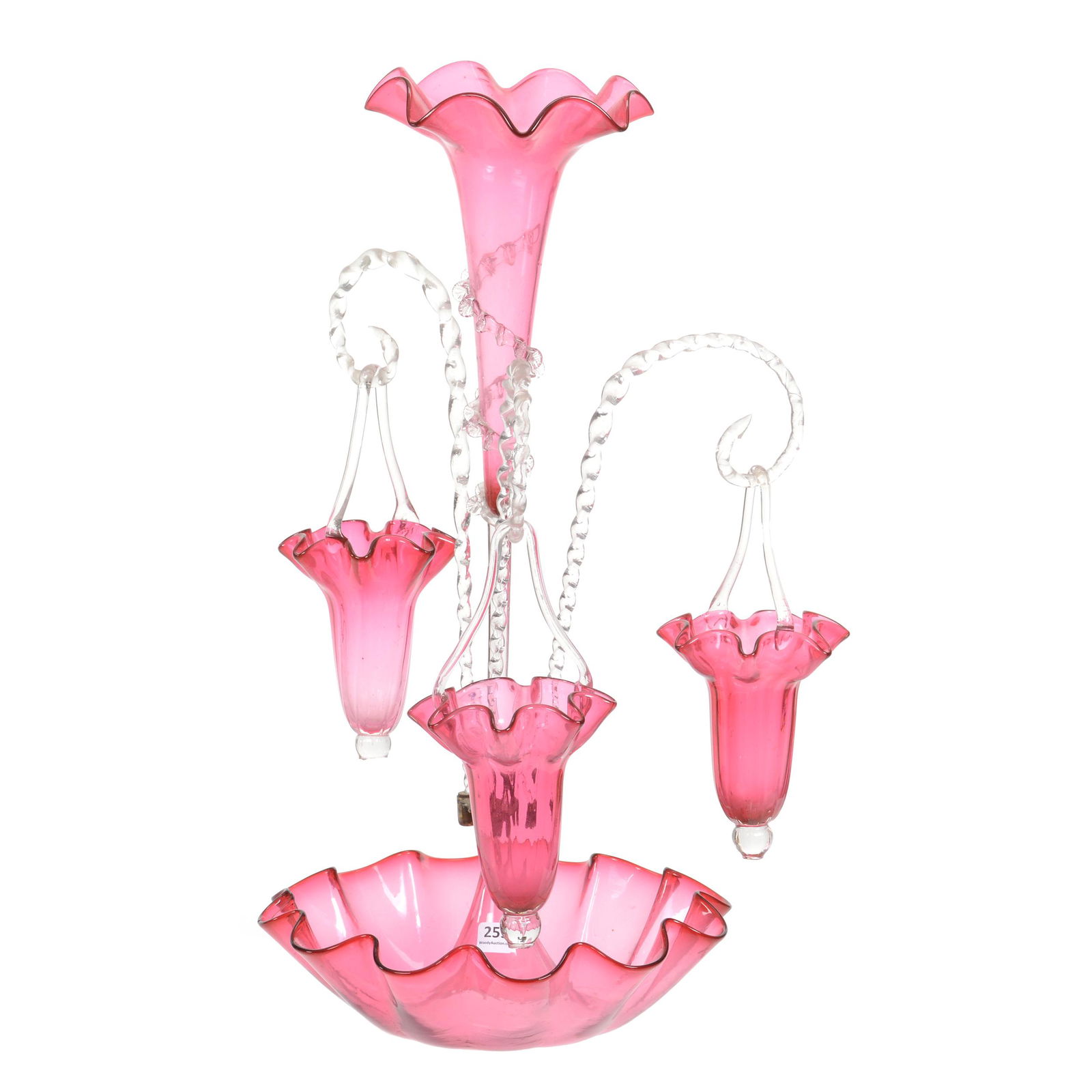 Epergne, Cranberry Art Glass (1 of 3)