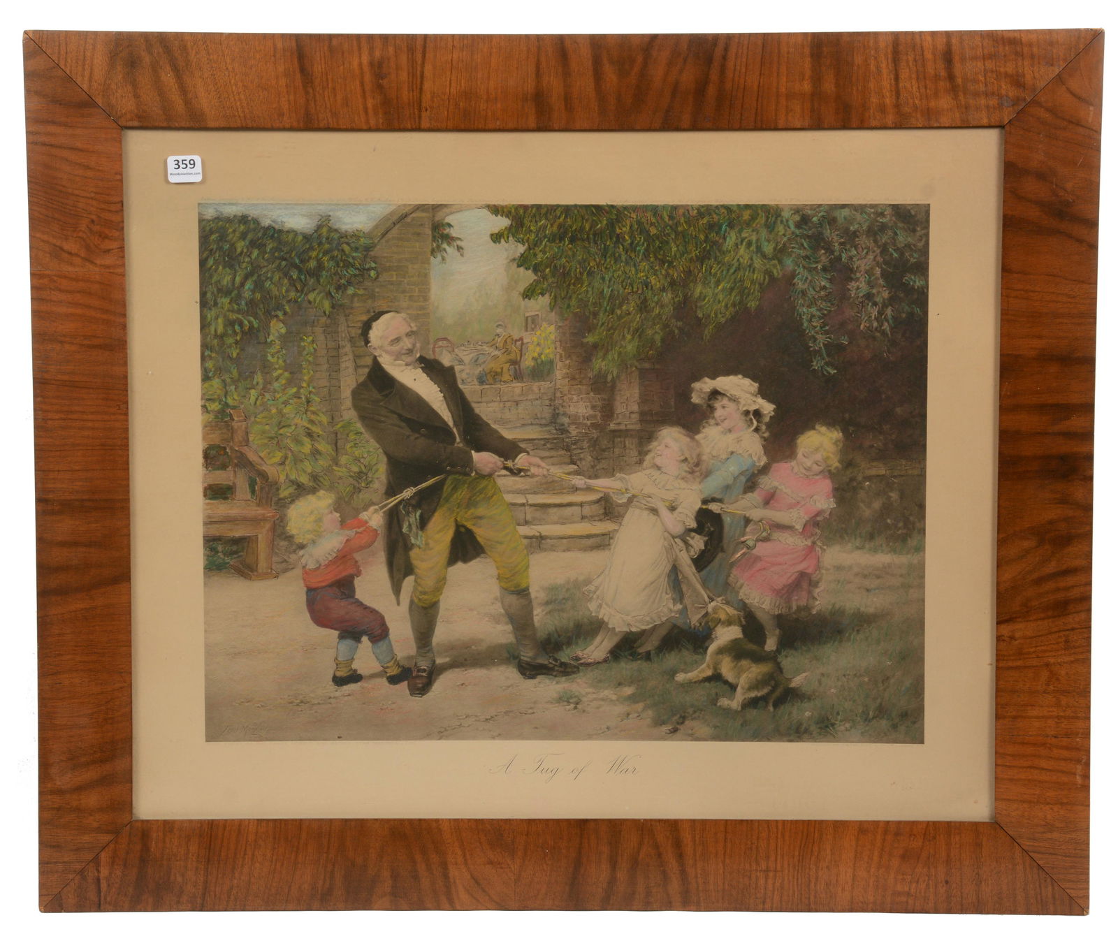 Framed Lithograph Titled "A Tug Of War" (1 of 5)