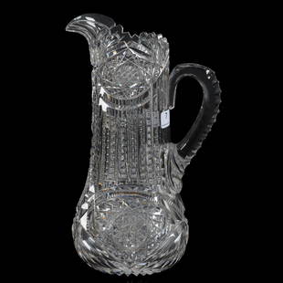 Pitcher, ABCG, Signed Libbey Somerset Pattern: Pitcher, ABCG, Signed Libbey Somerset Pattern, 10.75" x 6.5", Triple Notched Handle, Ray Cut Base, Fantastic Quality, The David Haines Collection, TN.