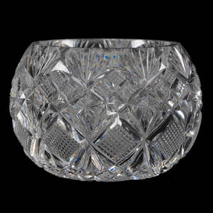 Master Salt, ABCG, Venetian Pattern By Straus: Master Salt, ABCG, Venetian Pattern By Straus, 2.75" x 4", Hobstar Base, Extra Heavy Blank, Rim Chip, Total Weight Of 2 Pounds, 4 Ounces, The David Haines Collection, TN. UPDATED 8-27-21: Corrected