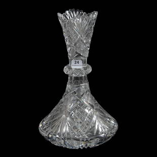 Vase, ABCG, Harvard Pattern By Libbey: Vase, ABCG, Harvard Pattern By Libbey, 11" x 6.75", Full Pattern Cut Base, Pattern Cut Ring Around Body, Total Weight Of Over Five Pounds, The David Haines Collection, TN.