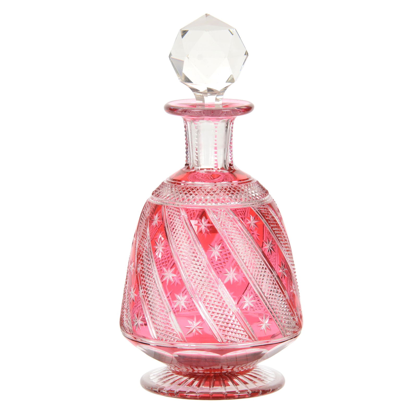 Pedestal Cologne Bottle, ABCG, Cranberry To Clear (1 of 3)