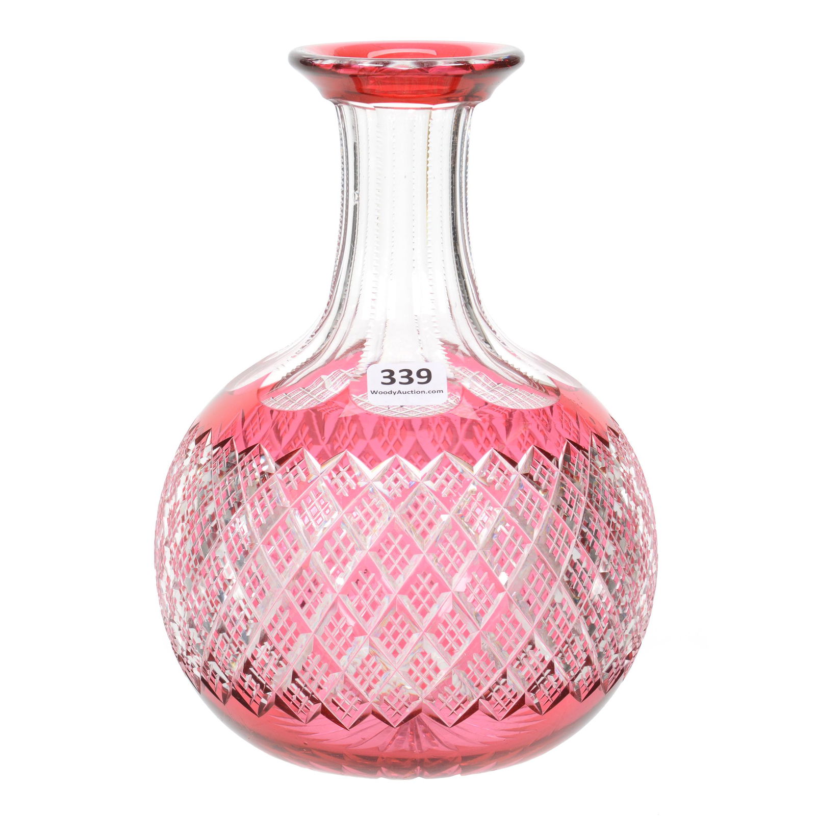 Water Carafe, ABCG, Cranberry Cut To Clear (1 of 3)