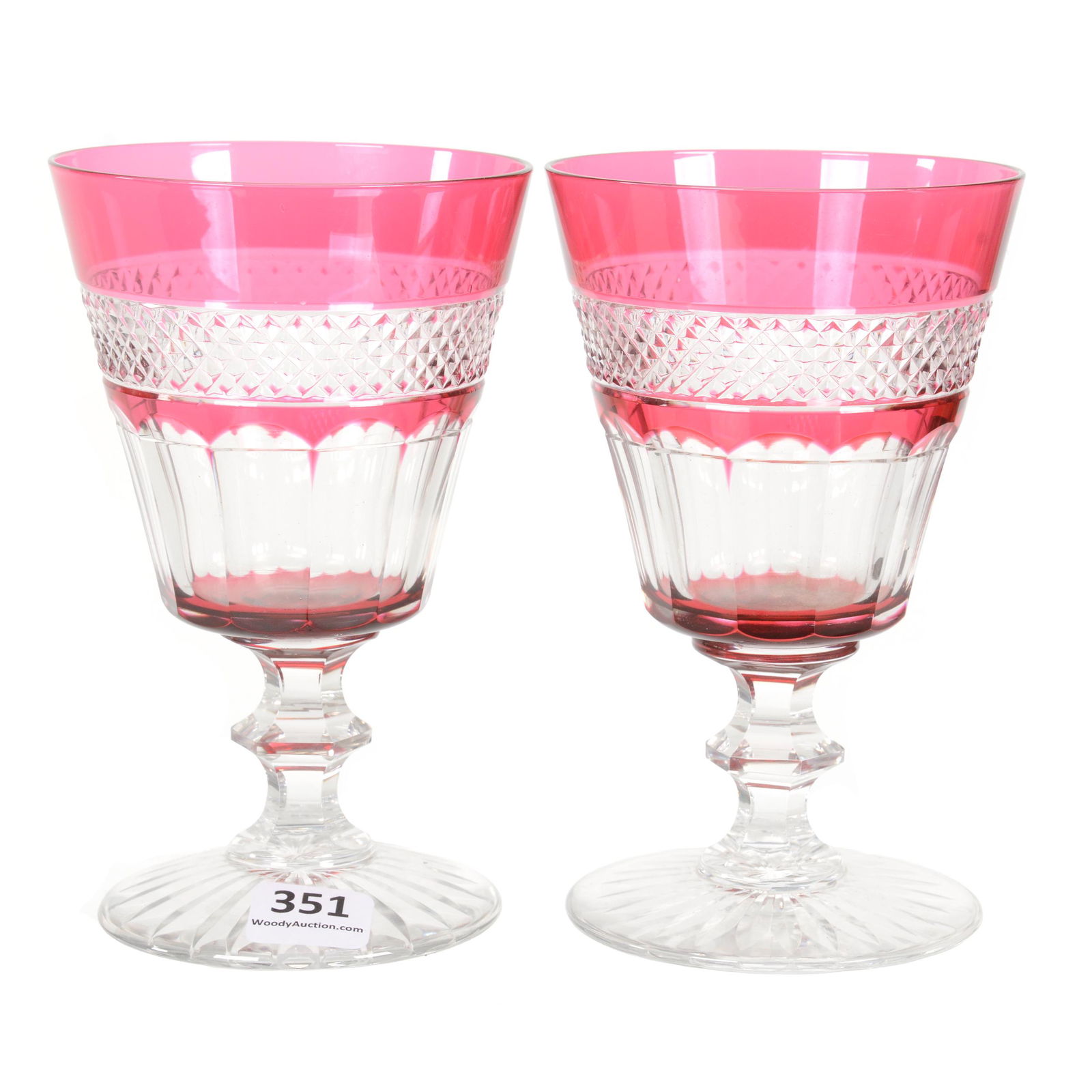 (2) Goblets, BPCG, Cranberry Cut To Clear (1 of 3)