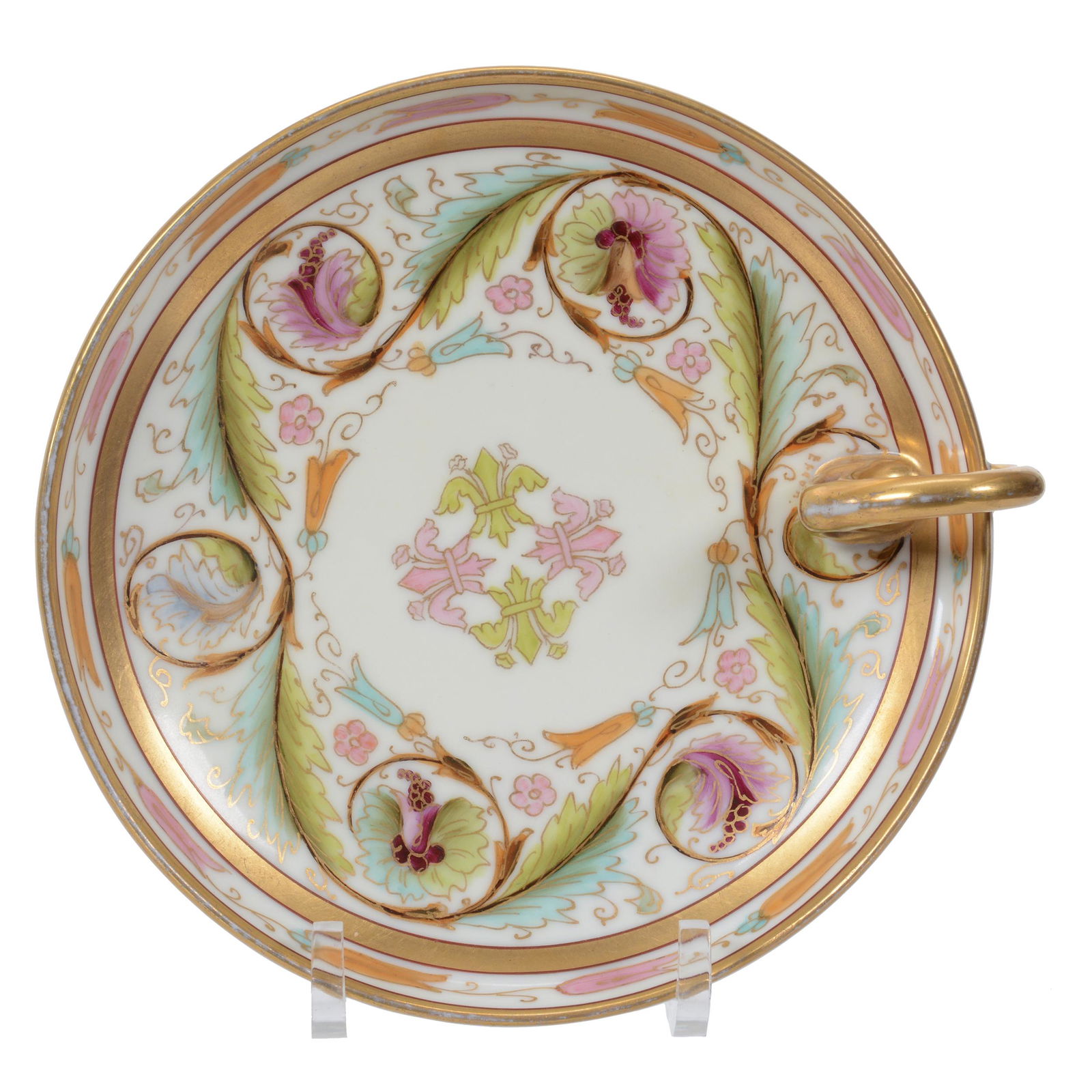 Nappy, Handled, Pickard Mark #5, Florentine Pattern (1 of 3)