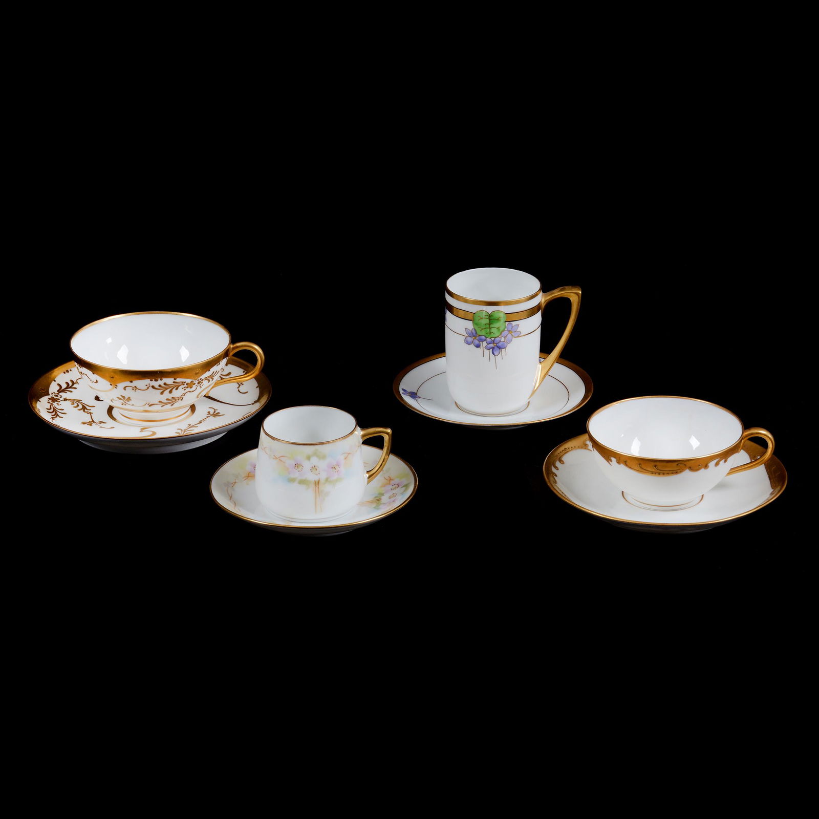 (4) Assorted Cups And Saucers, Pickard Marks #7 And #5 (1 of 3)